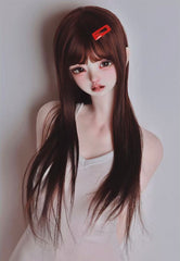 DongYu 1/3 1/4 1/6 Angora Mohair long wig dark brown color