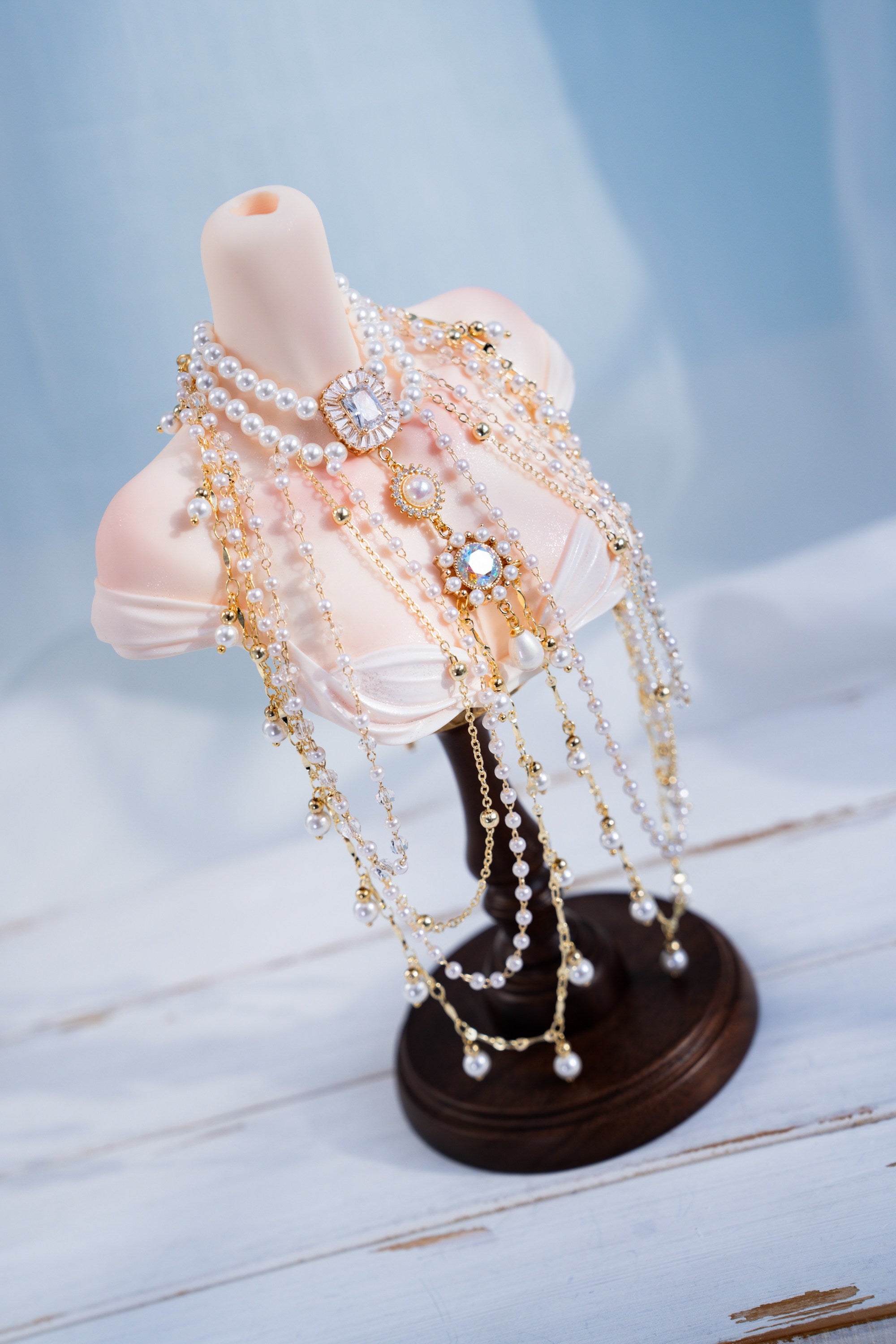 Romantic In Apertures 1/3 BJD Body chains Snow White Zircon Shawl Necklace