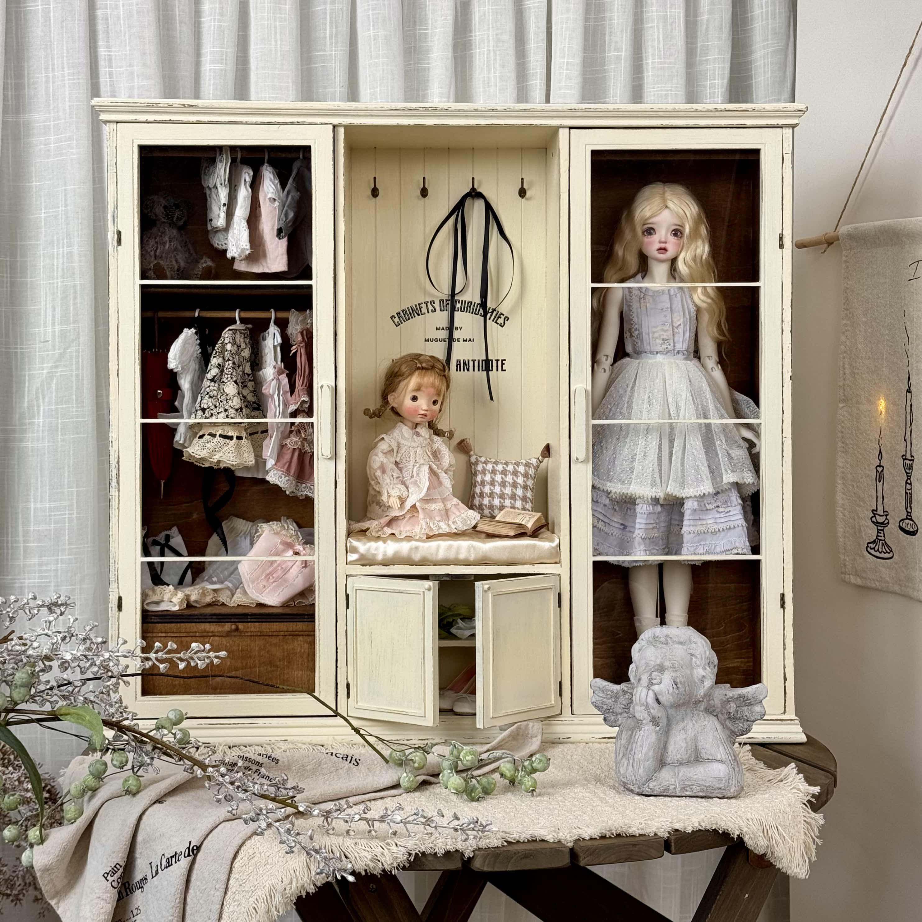 Miniature Dollhouse 1/3 1/4 1/6 Vintage-Style BJD Storage Cabinet DIY