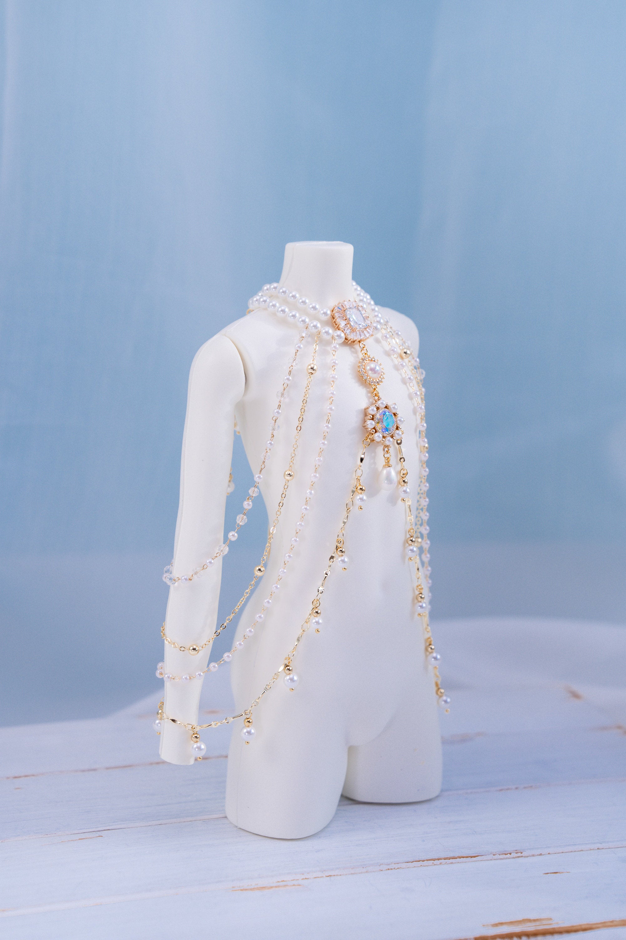 Romantic In Apertures 1/3 BJD Body chains Snow White Zircon Shawl Necklace