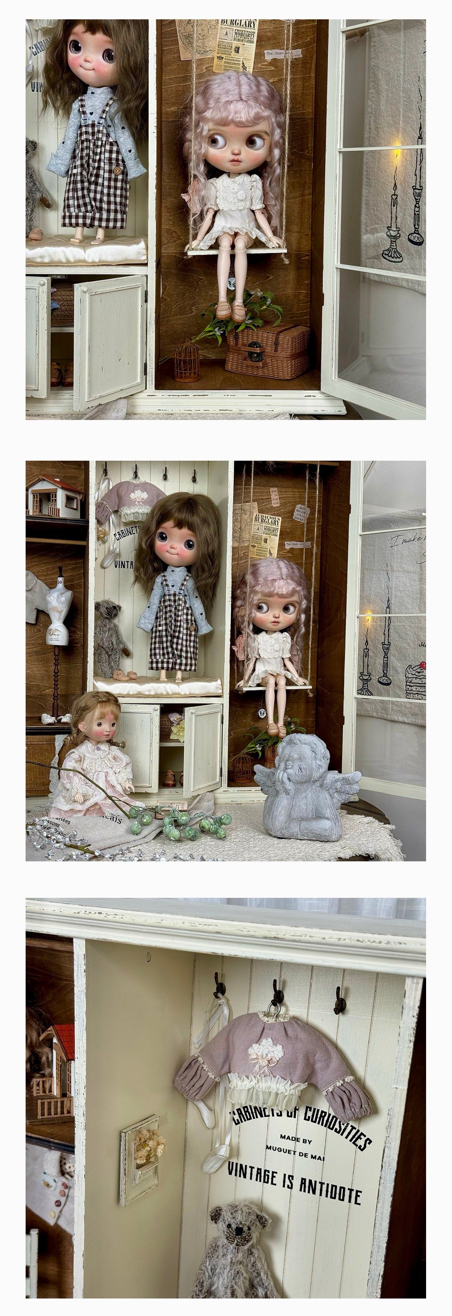 Miniature Dollhouse 1/3 1/4 1/6 Vintage-Style BJD Storage Cabinet DIY