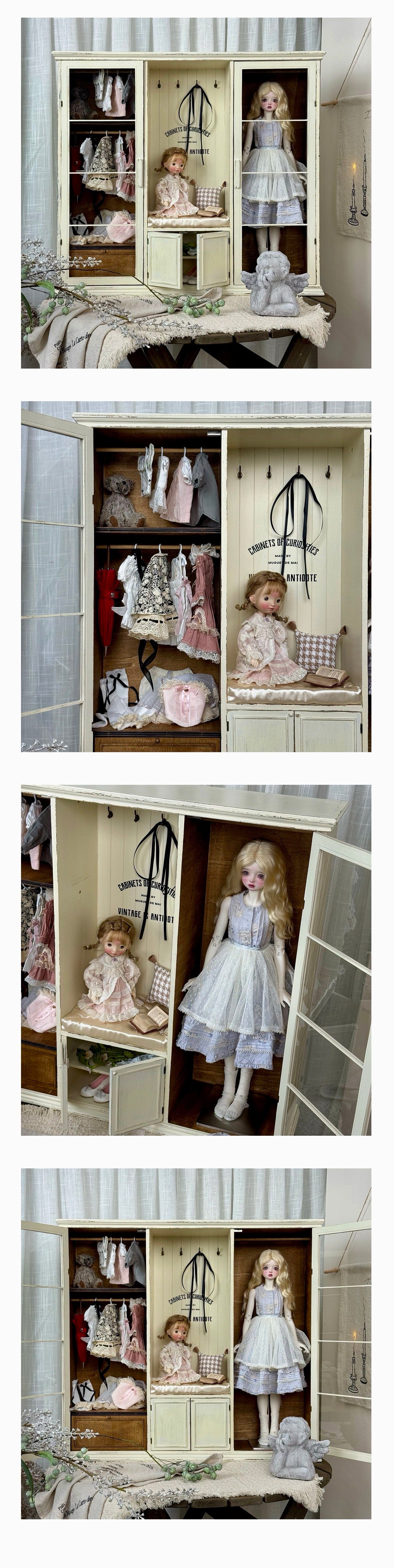 Miniature Dollhouse 1/3 1/4 1/6 Vintage-Style BJD Storage Cabinet DIY