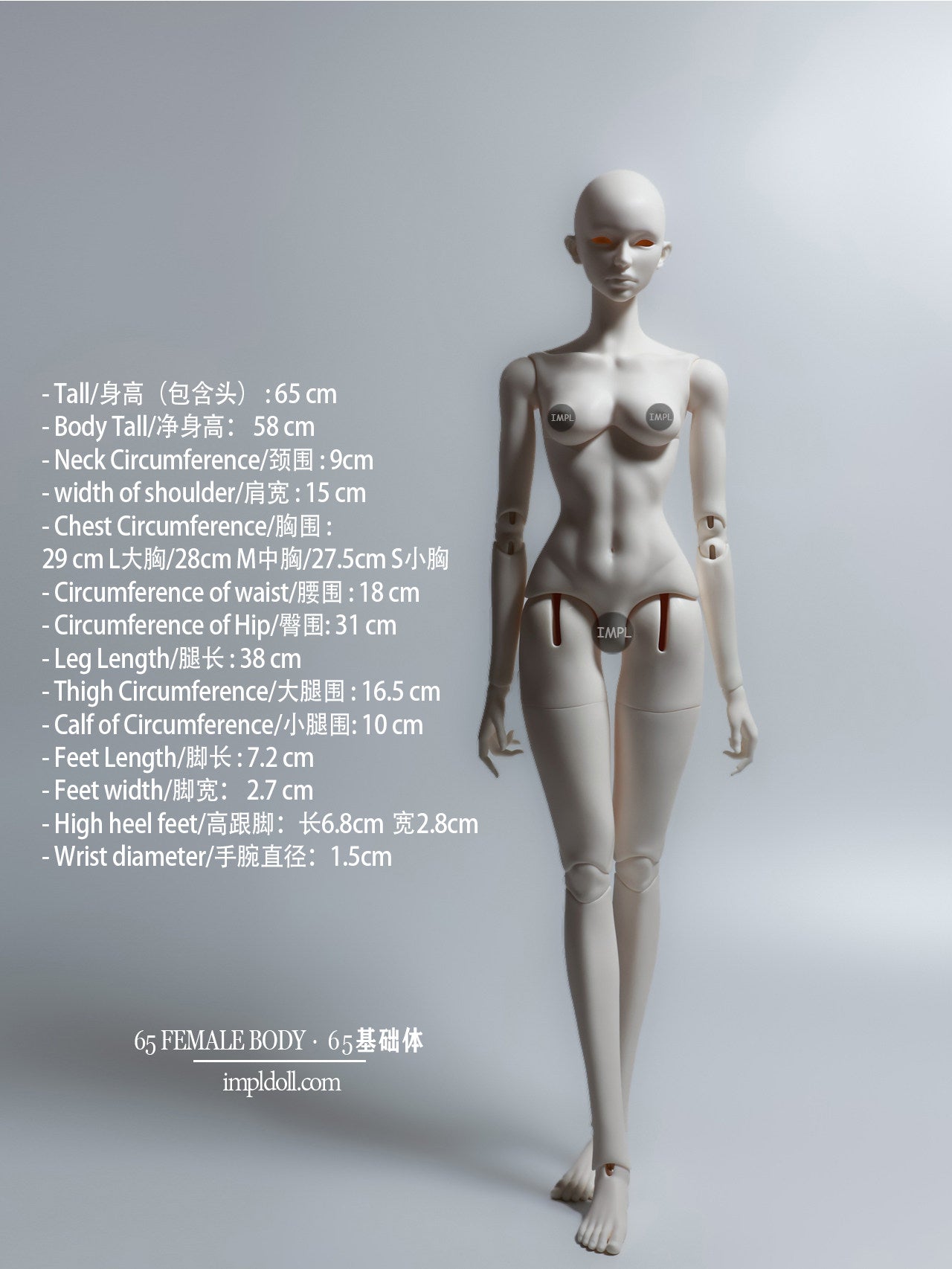 ImplDoll 65cm female BJD body仅代购