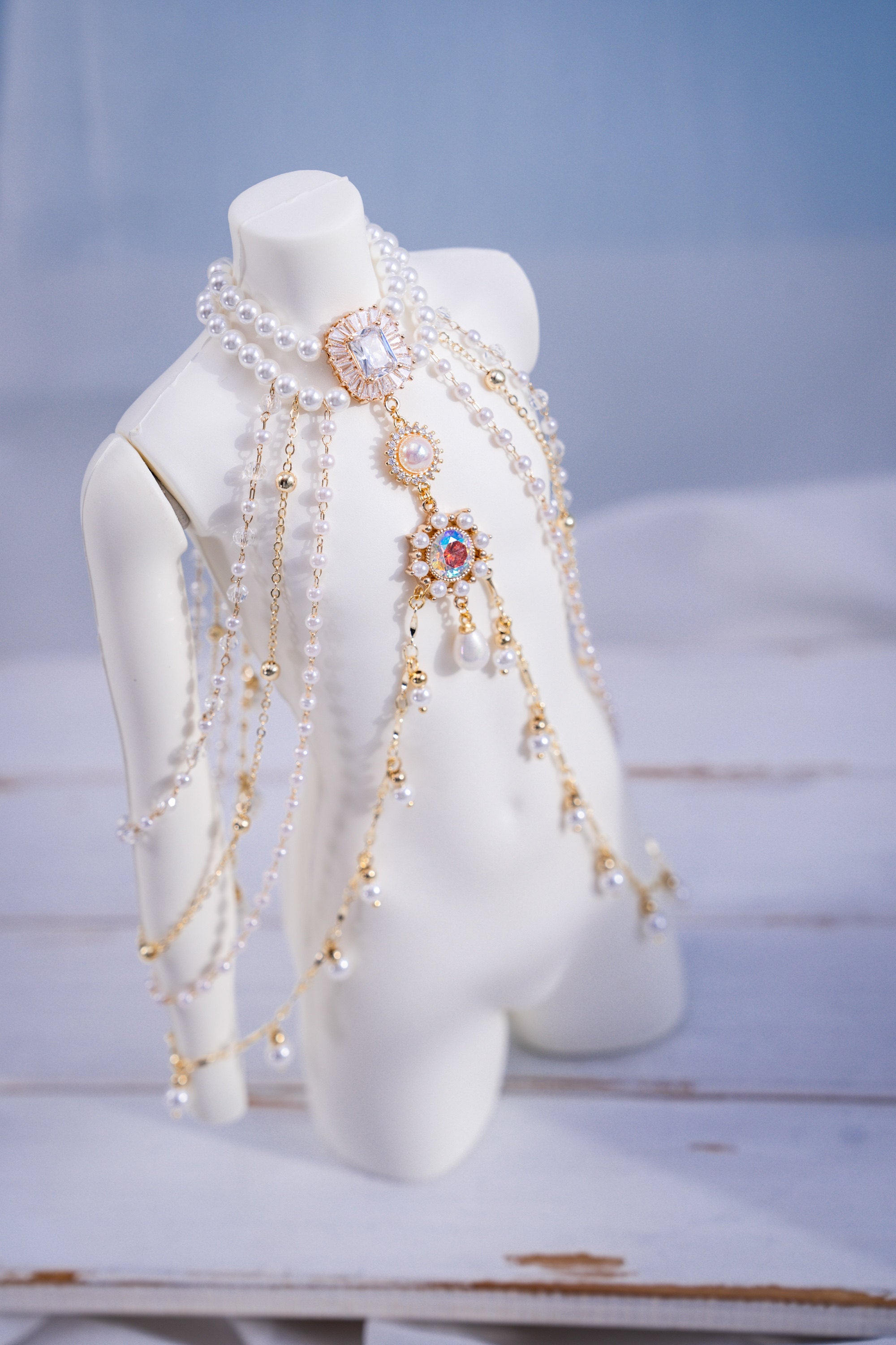 Romantic In Apertures 1/3 BJD Body chains Snow White Zircon Shawl Necklace