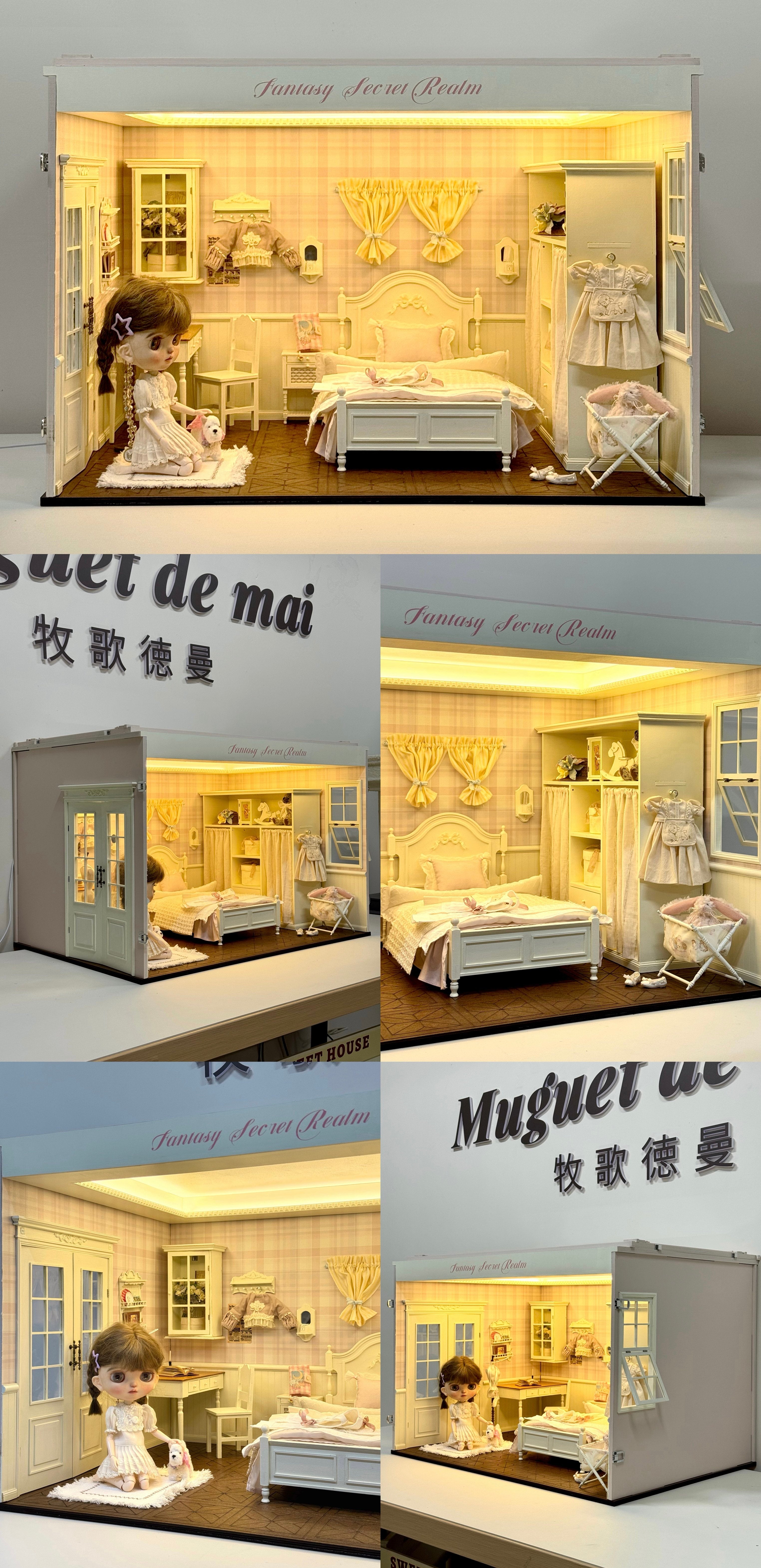 Miniature Dollhouse 1/4 1/6 1/12 French Princess Bedroom DIY