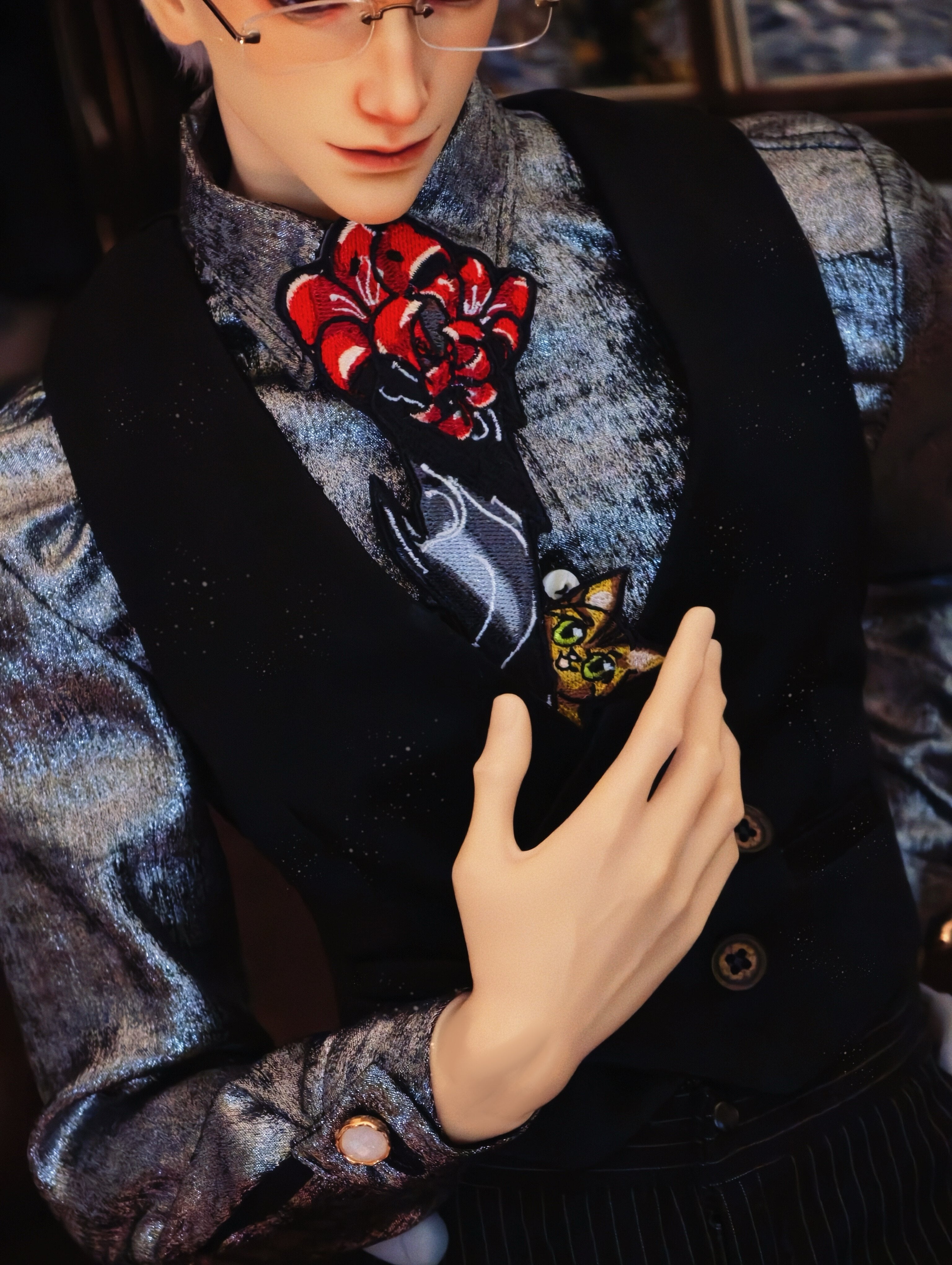 Sylus cos Embroidered Tie 75 77cm BJD clothing代购