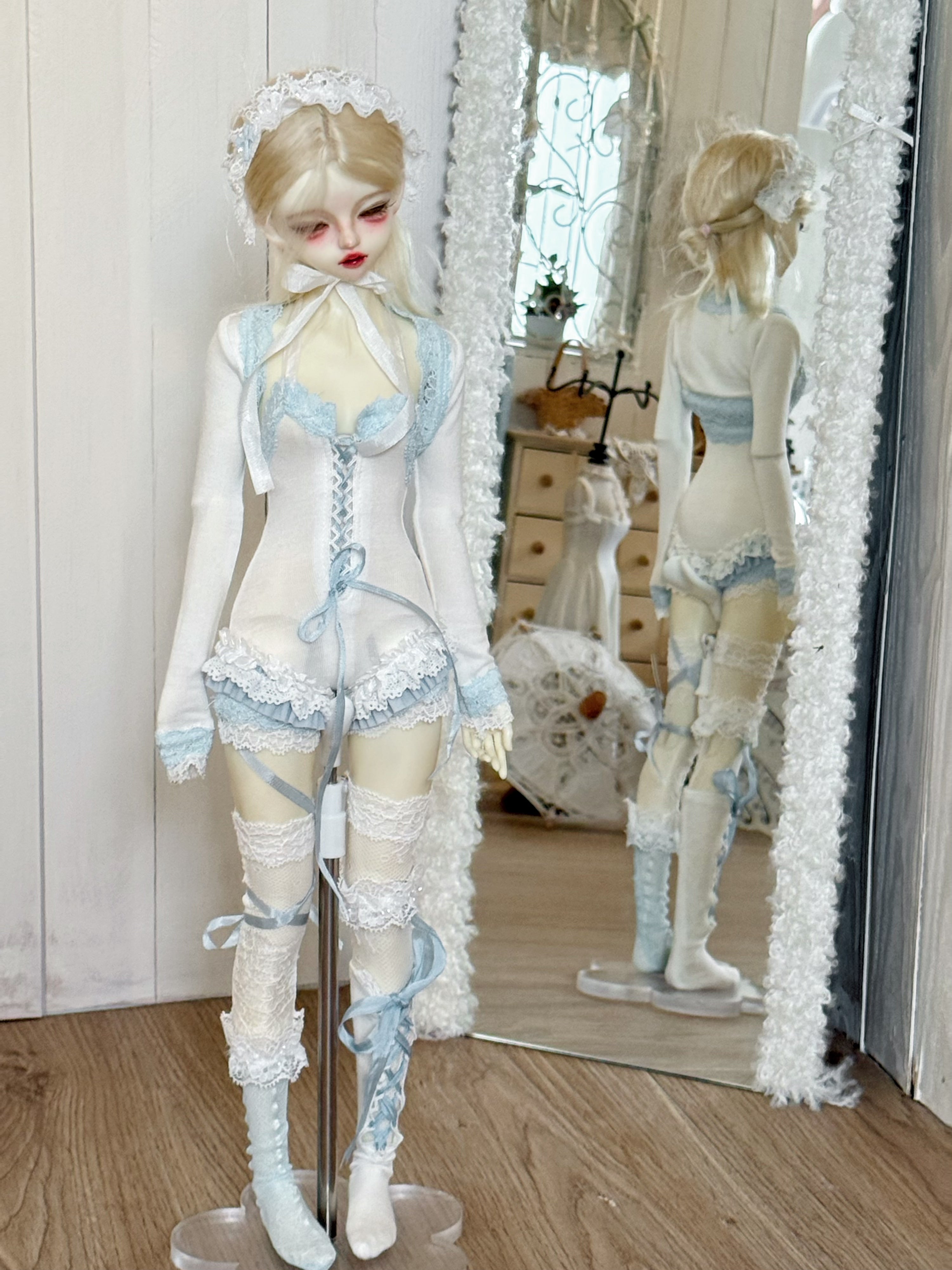 KeKe 1/4 AP 1/3 68cm Milky blue pantyhose set BJD outfits代购
