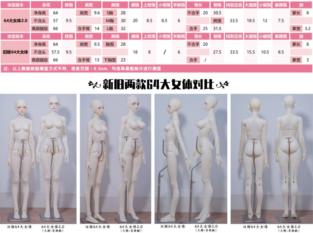 2Ddoll 64cm female BJD body 2.0 ver.