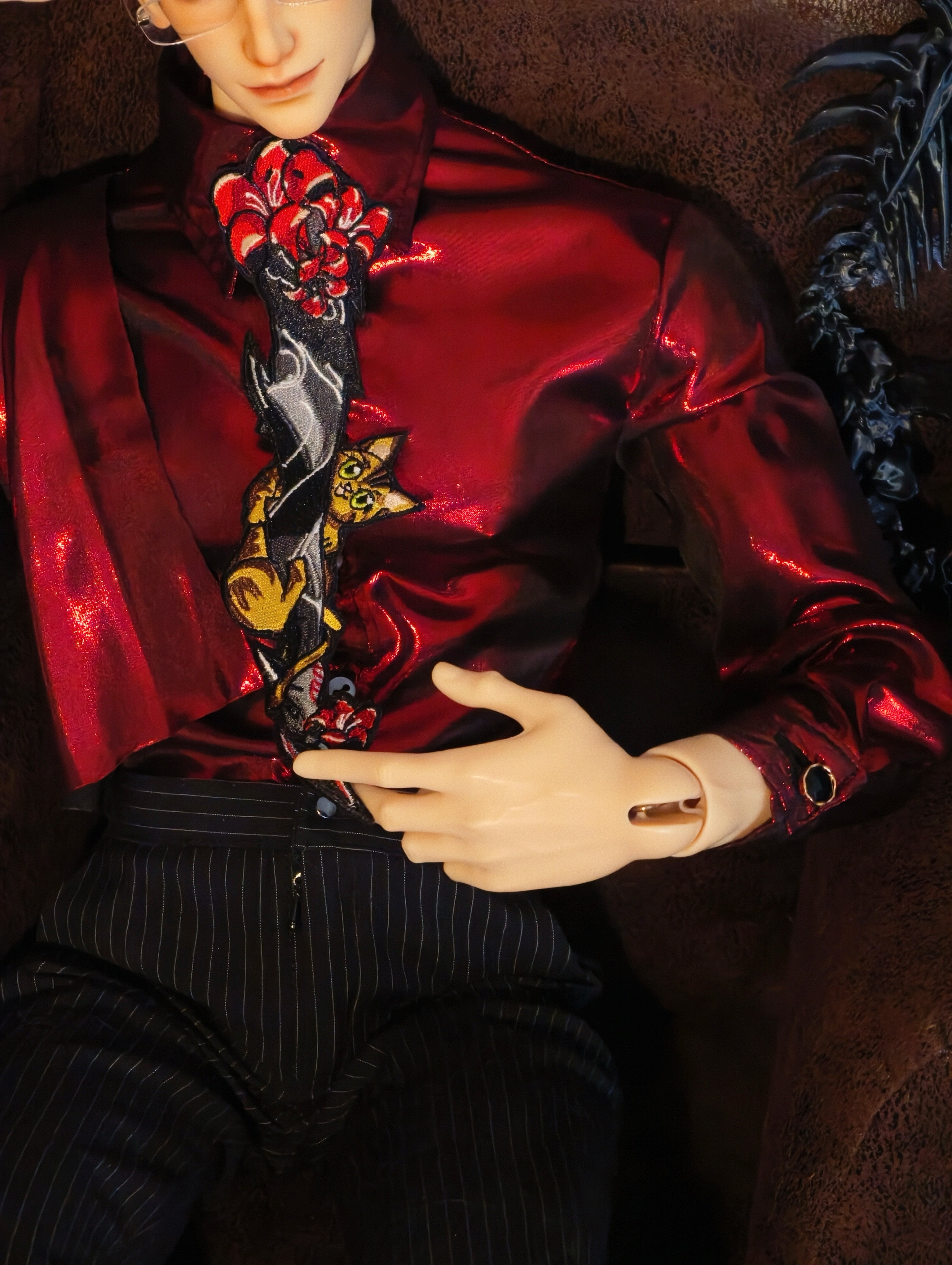 Sylus cos Embroidered Tie 75 77cm BJD clothing代购