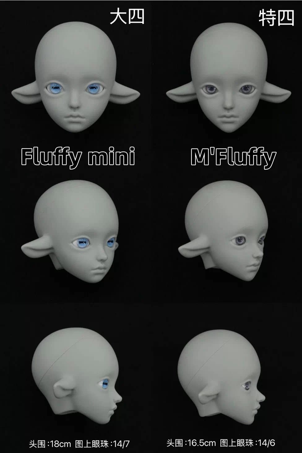 WonderlandDoll 1/4 Fluffy mini & M'Fluffy & M'Fluffy.S & Fluffy mini. S BJD doll