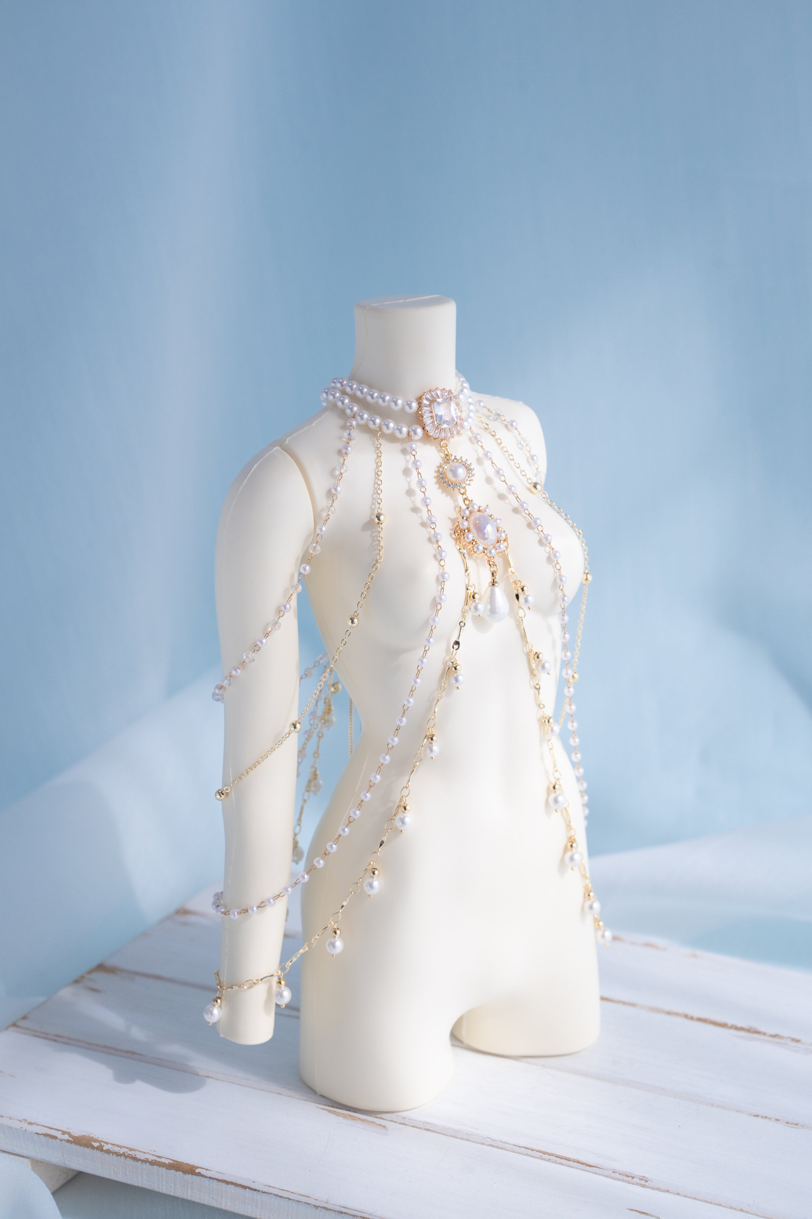 Romantic In Apertures 1/3 BJD Body chains Snow White Zircon Shawl Necklace