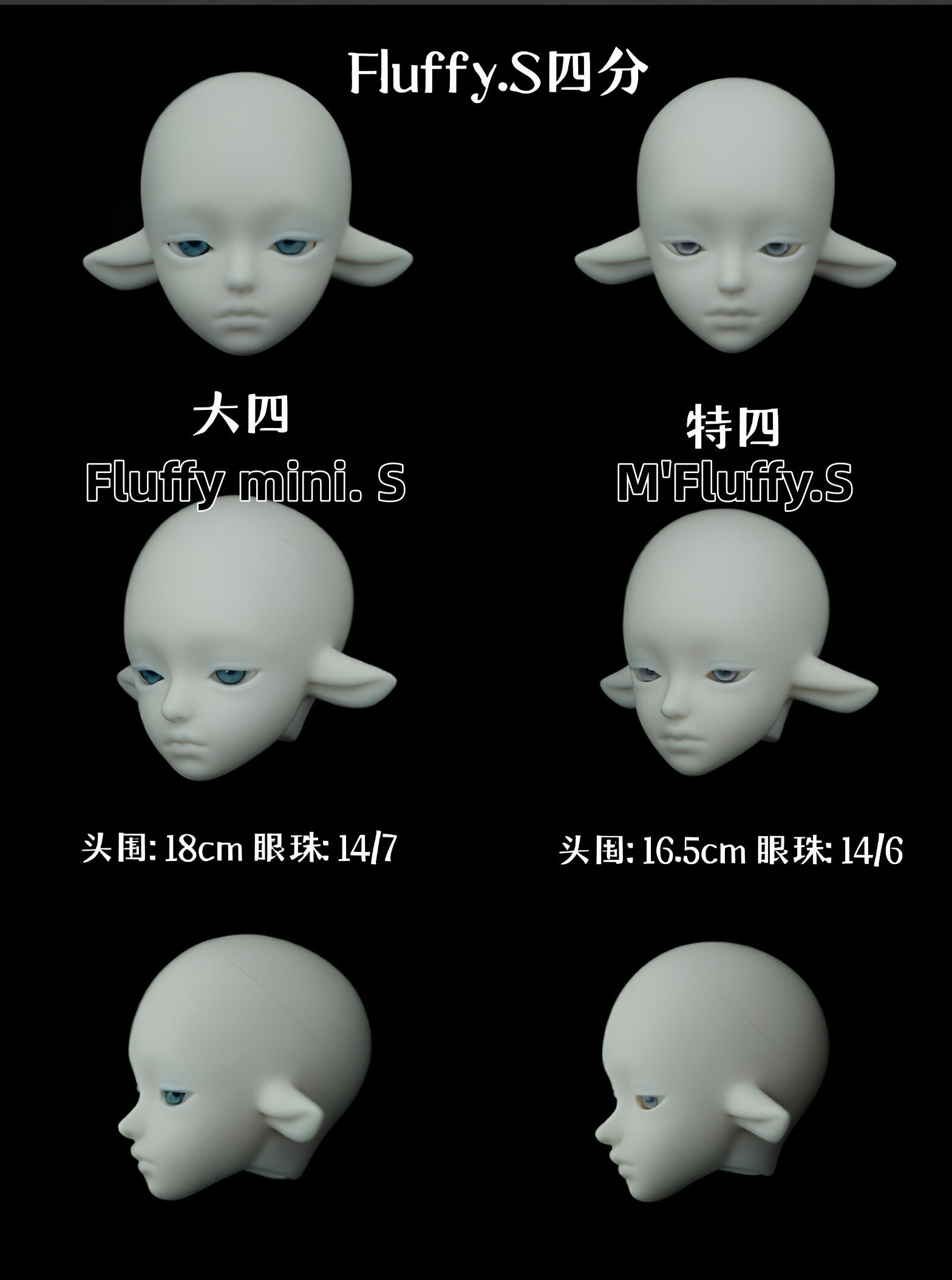 WonderlandDoll 1/4 Fluffy mini & M'Fluffy & M'Fluffy.S & Fluffy mini. S BJD doll