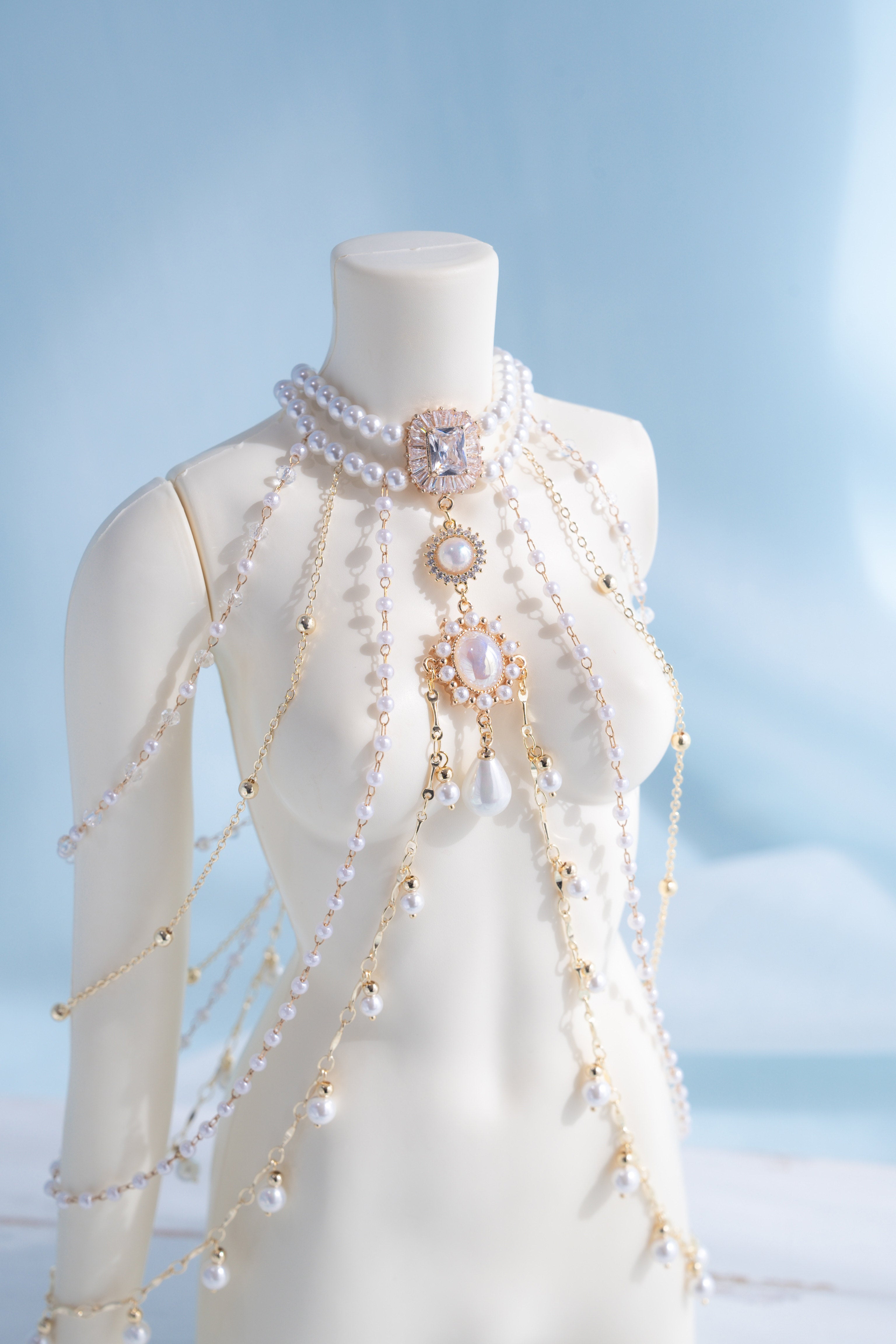 Romantic In Apertures 1/3 BJD Body chains Snow White Zircon Shawl Necklace