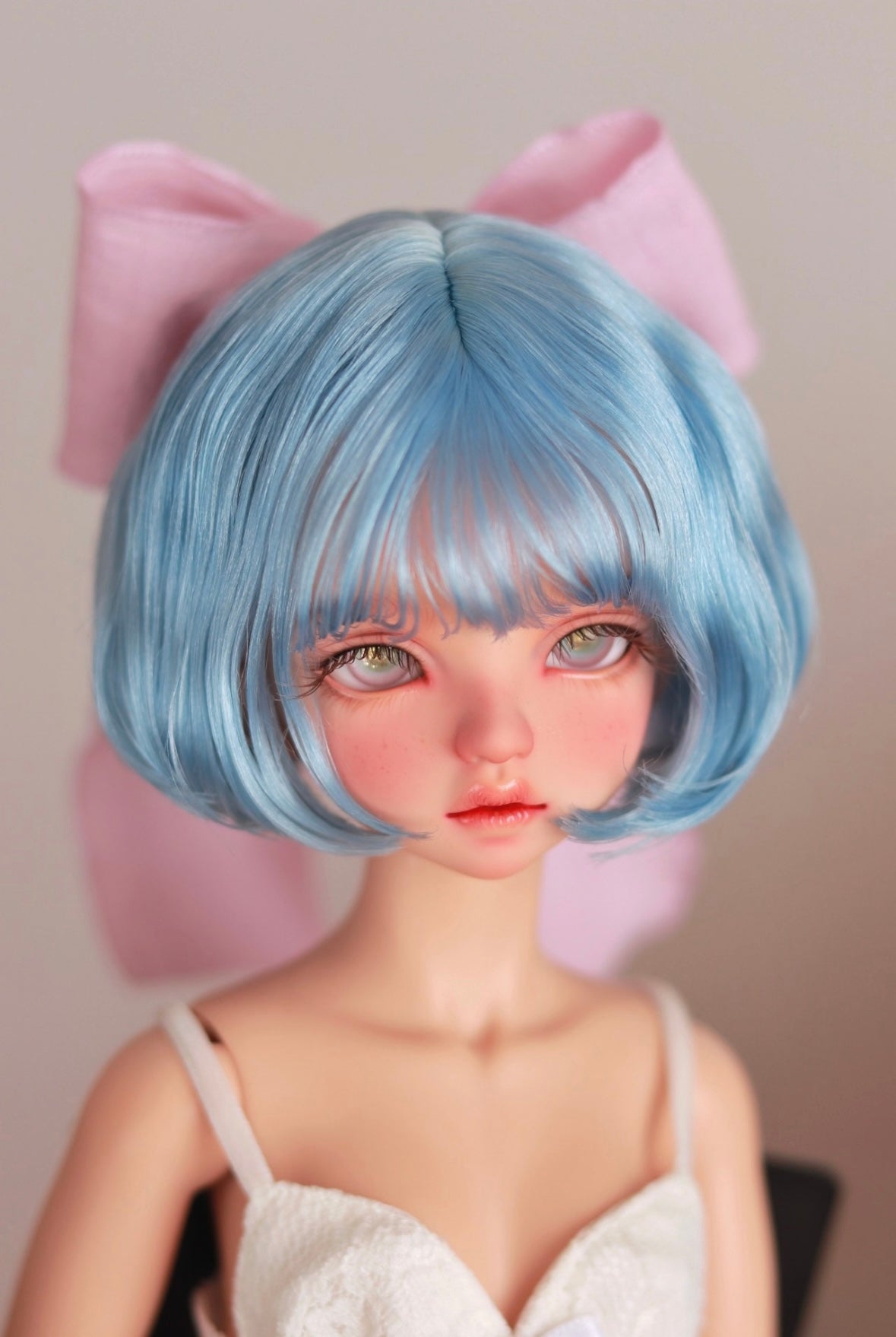 DongYu 1/3 1/4 1/6 Angora Mohair short wig blue