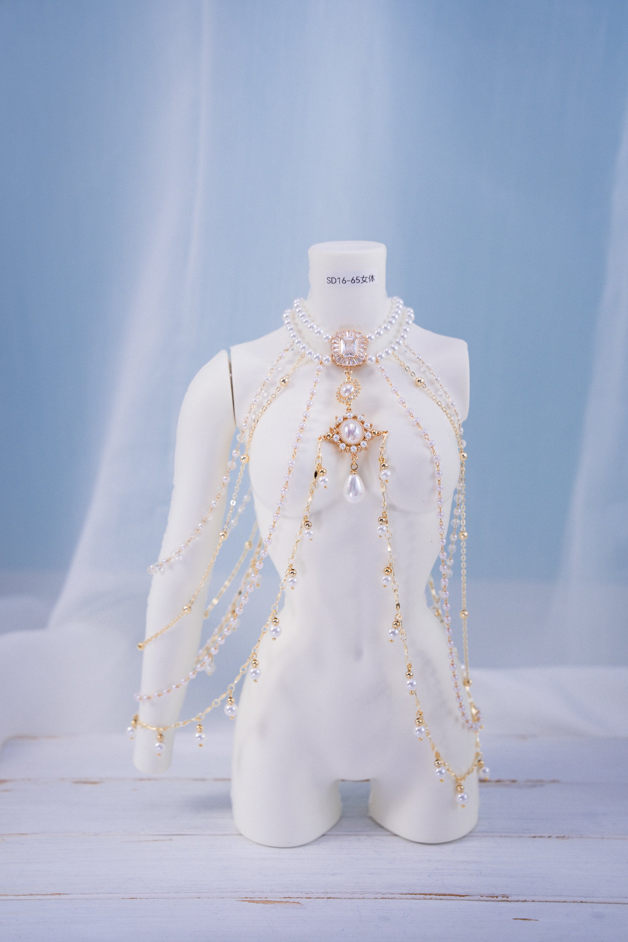 Romantic In Apertures 1/3 BJD Body chains Snow White Zircon Shawl Necklace