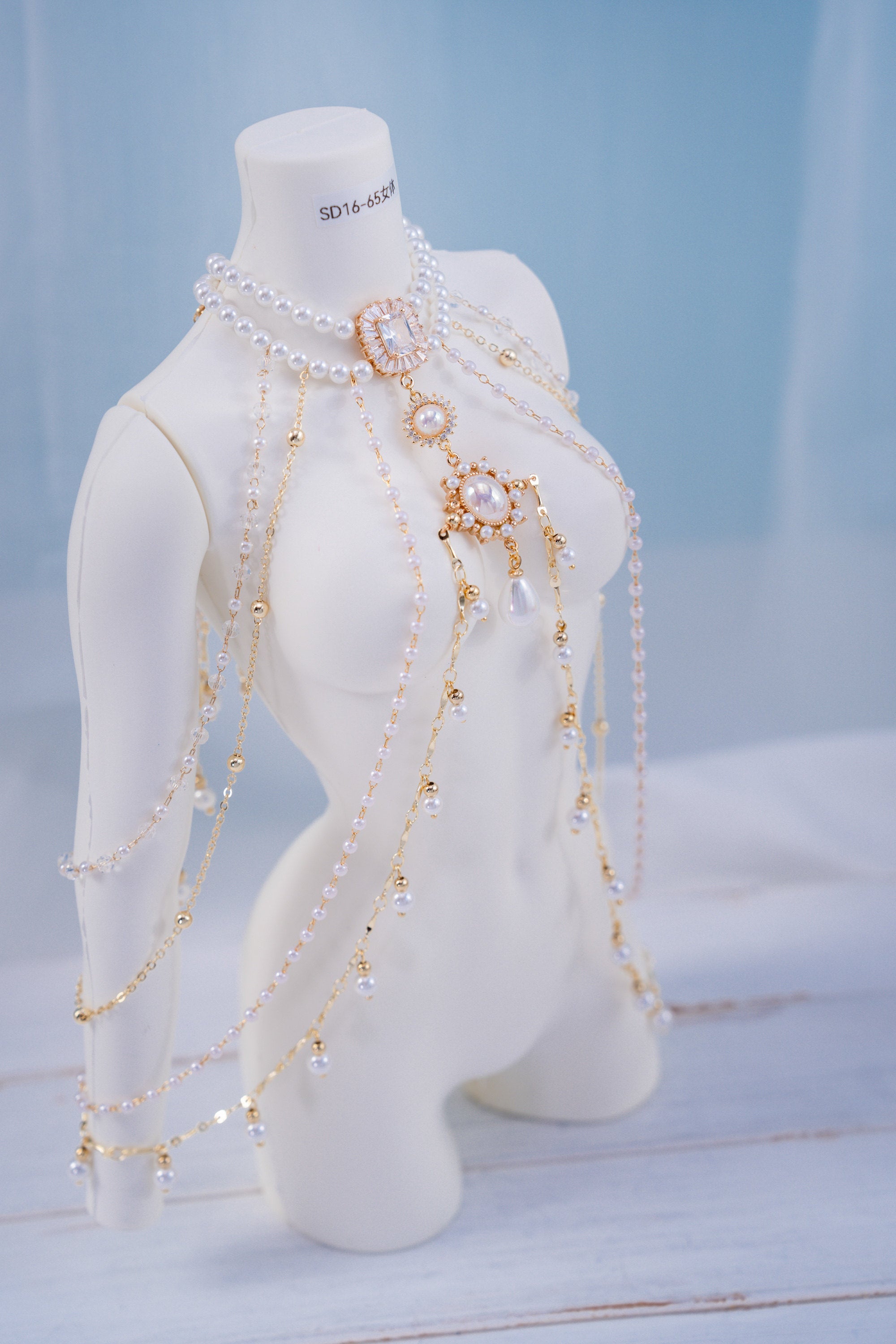 Romantic In Apertures 1/3 BJD Body chains Snow White Zircon Shawl Necklace