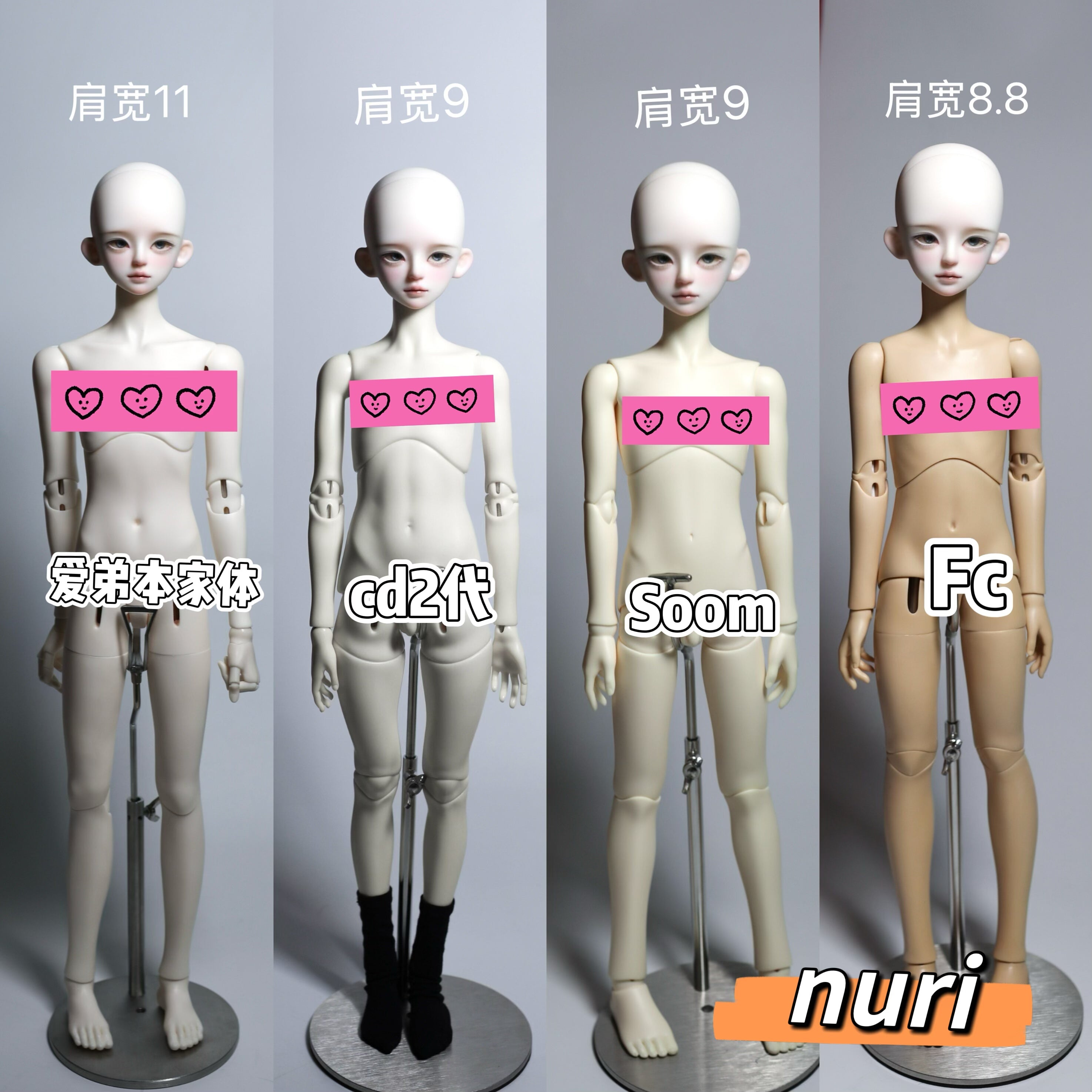 GuangYin 1/4 BJD head Nuri & Nox