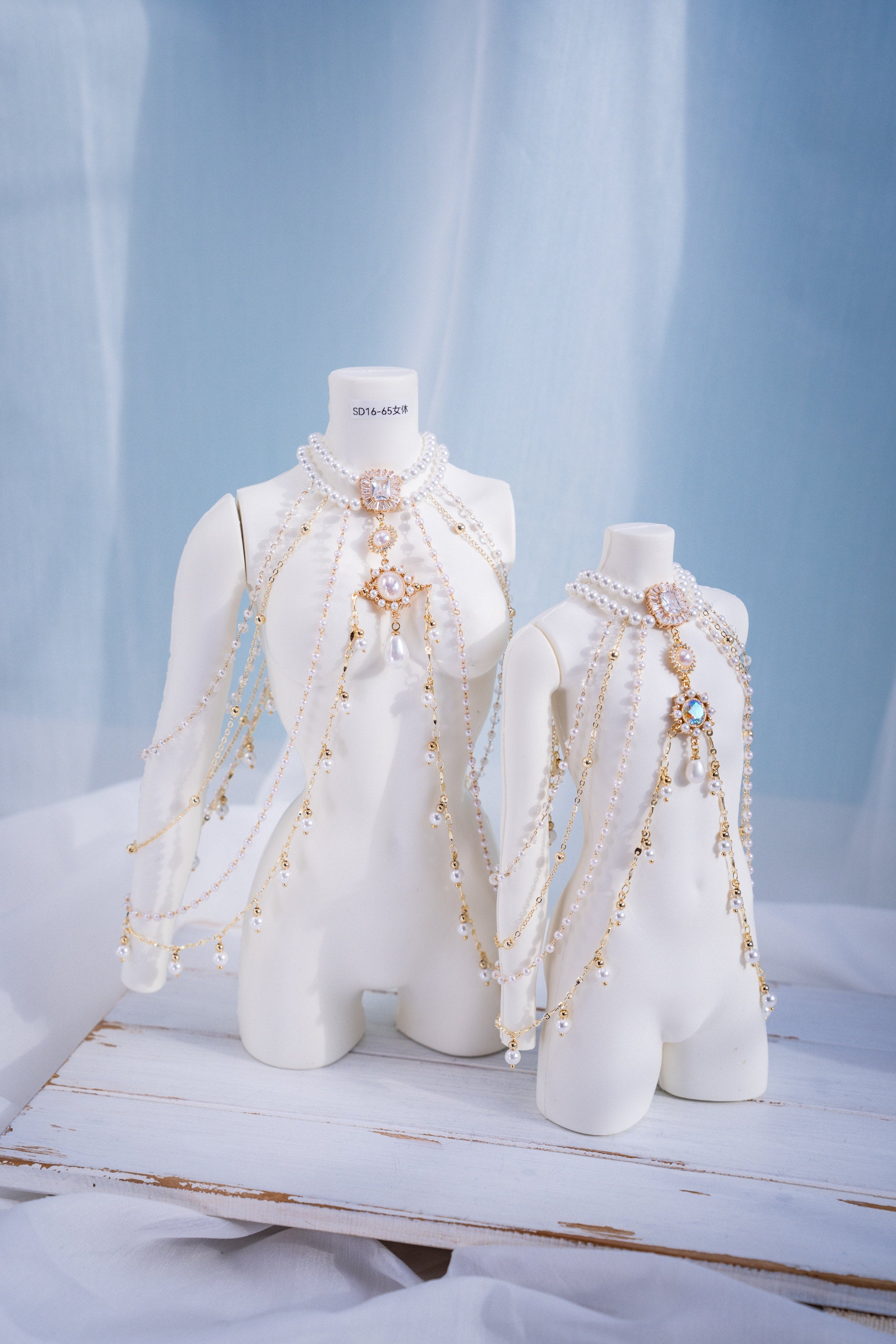 Romantic In Apertures 1/3 BJD Body chains Snow White Zircon Shawl Necklace