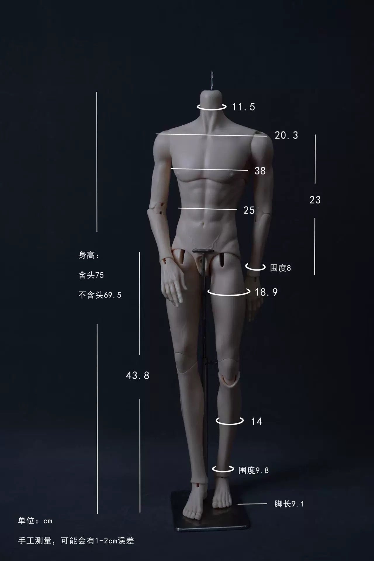 FMD 75cm thin muscle bjd body male