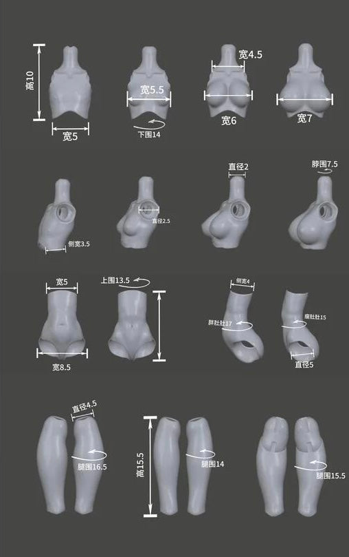 ZhiYuan BJD accessories for 1/4 soft vinyl body