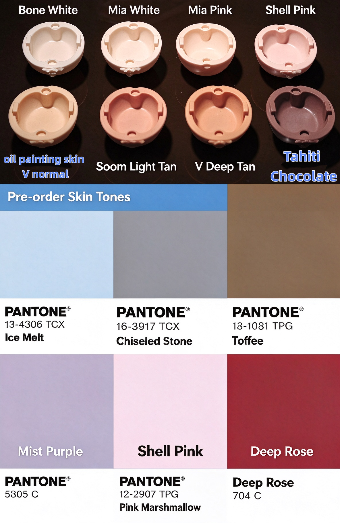 BlackShip 1/4 1/3 BJD body oil painting style nude dull full set Unique skin tone
