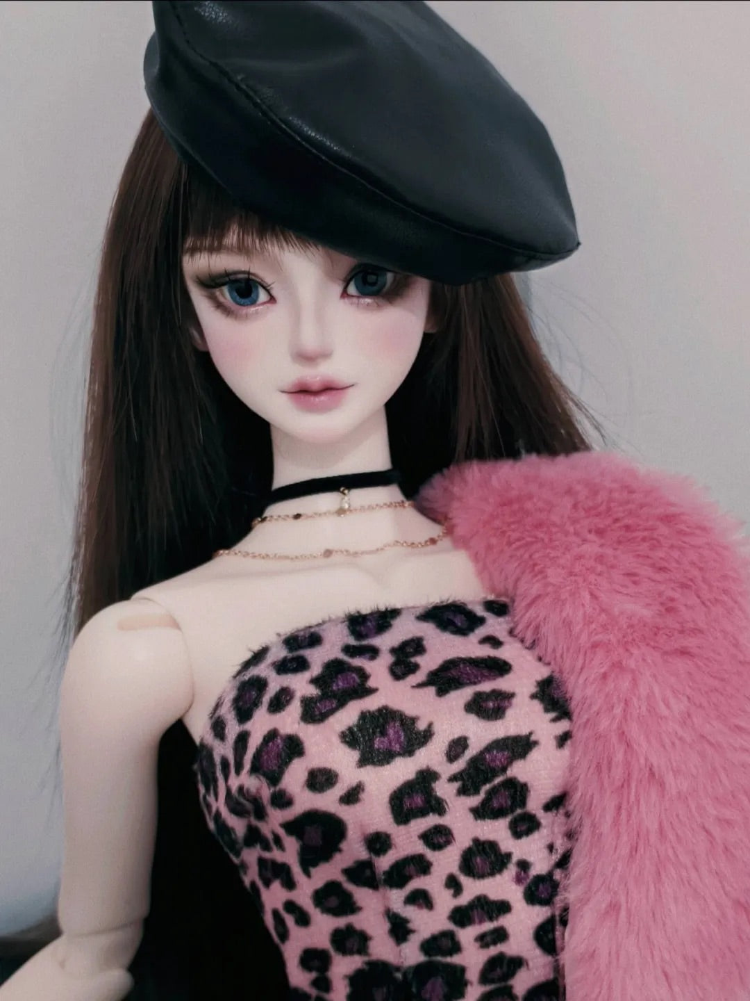 XI 1/6 1/4 1/3 AngelPhilia BJD outfits Leopard Print and Beret Dress Set