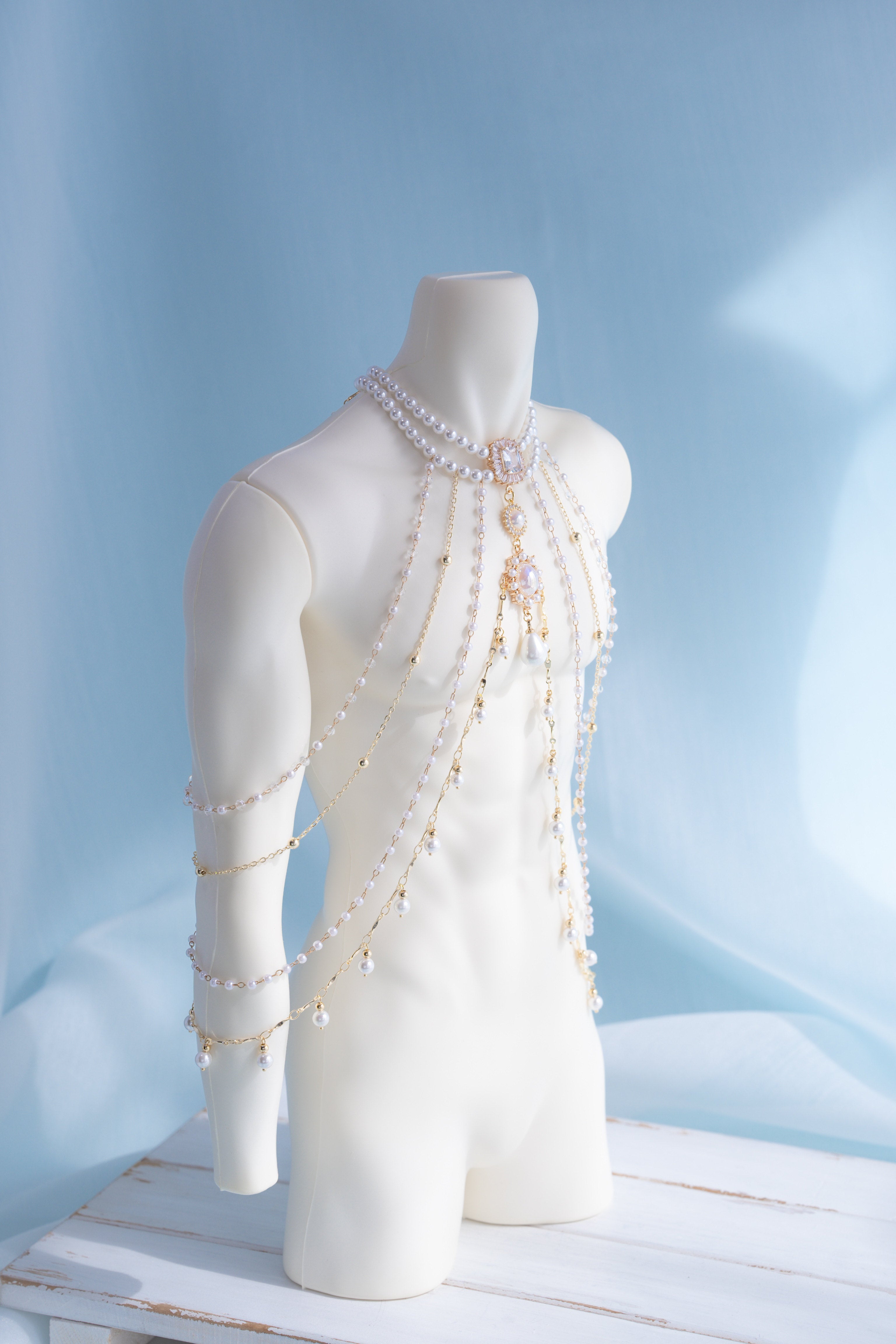 Romantic In Apertures 1/3 BJD Body chains Snow White Zircon Shawl Necklace