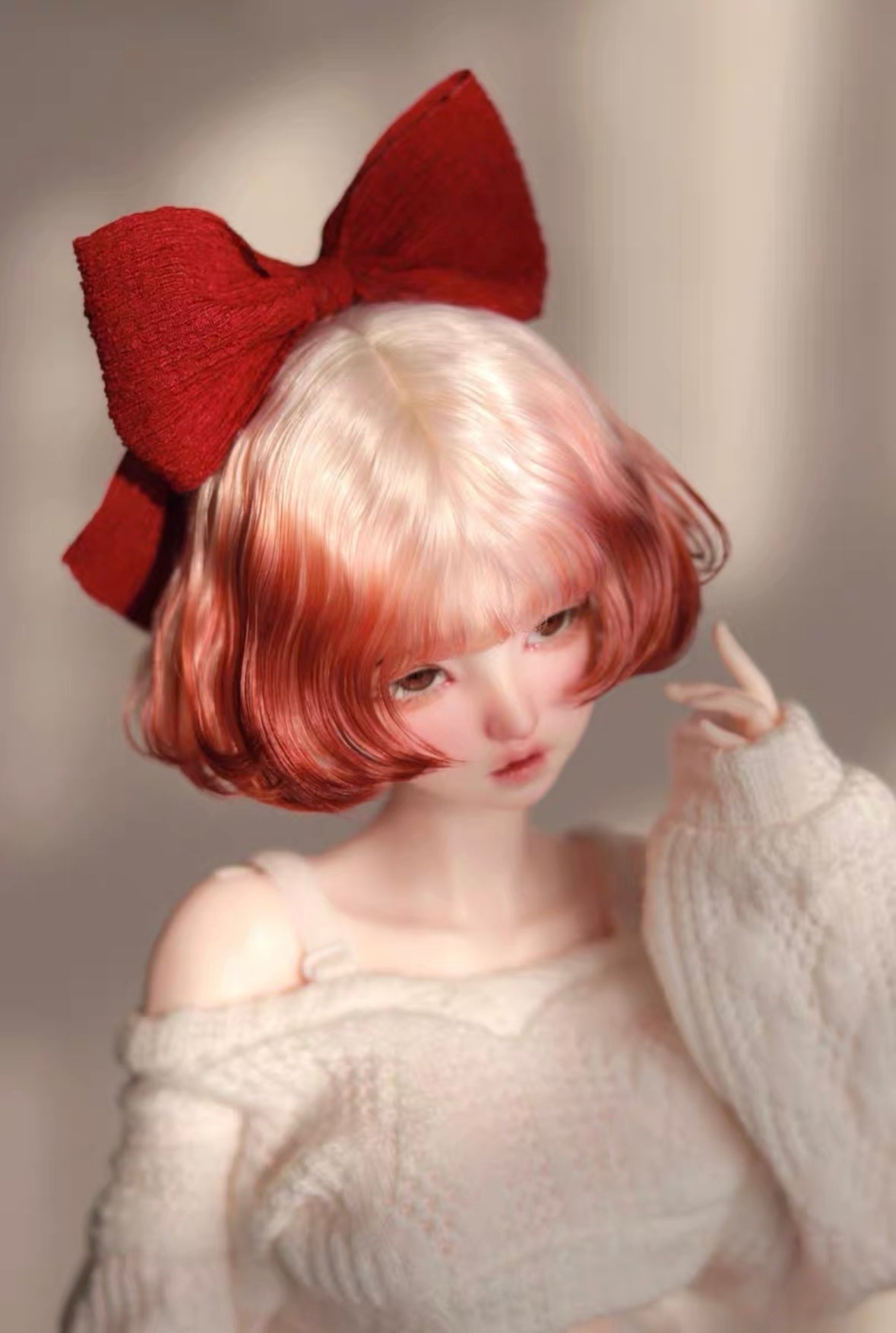 DongYu 1/3 1/4 1/6 Angora Mohair short wig Gradient colors