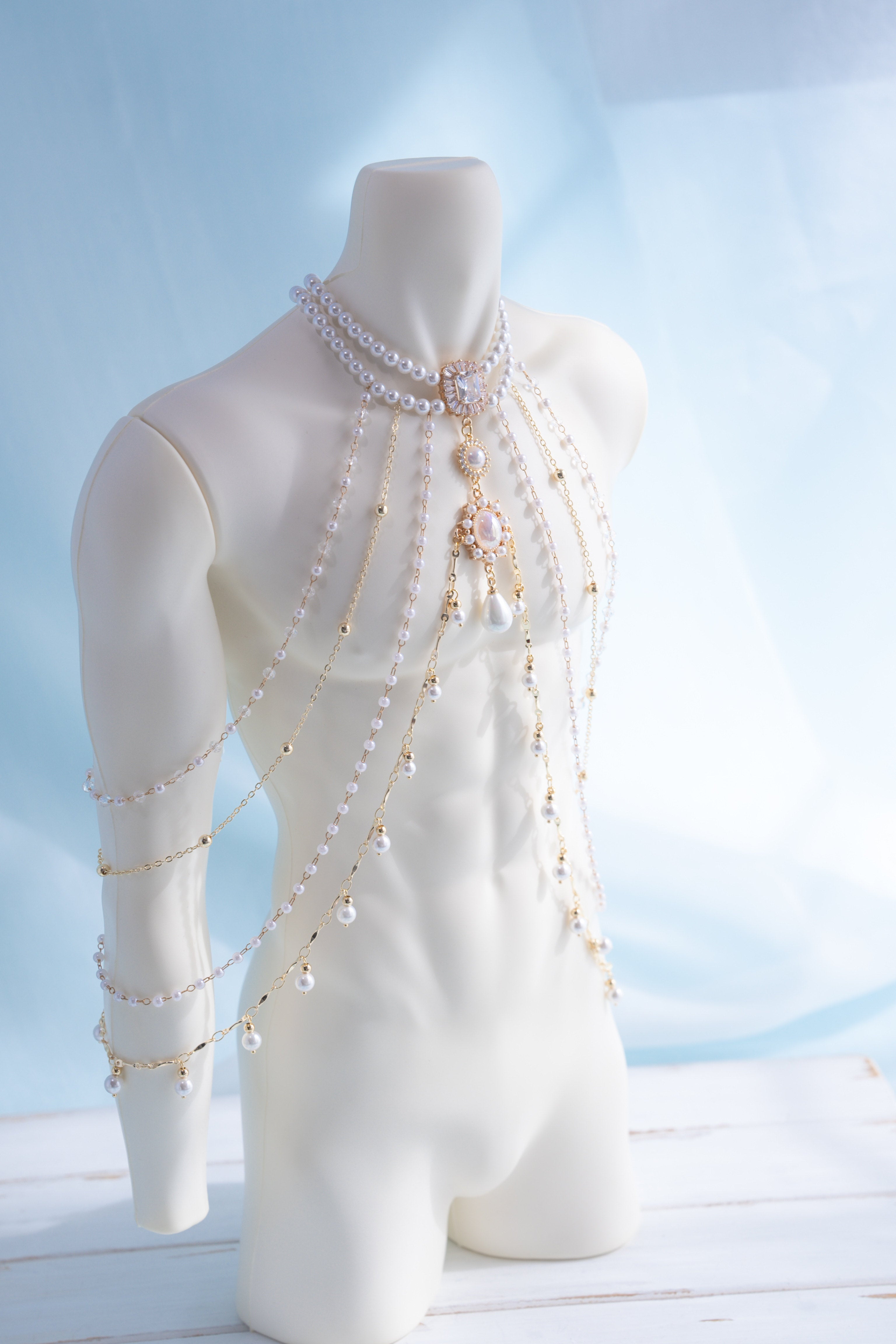 Romantic In Apertures 1/3 BJD Body chains Snow White Zircon Shawl Necklace