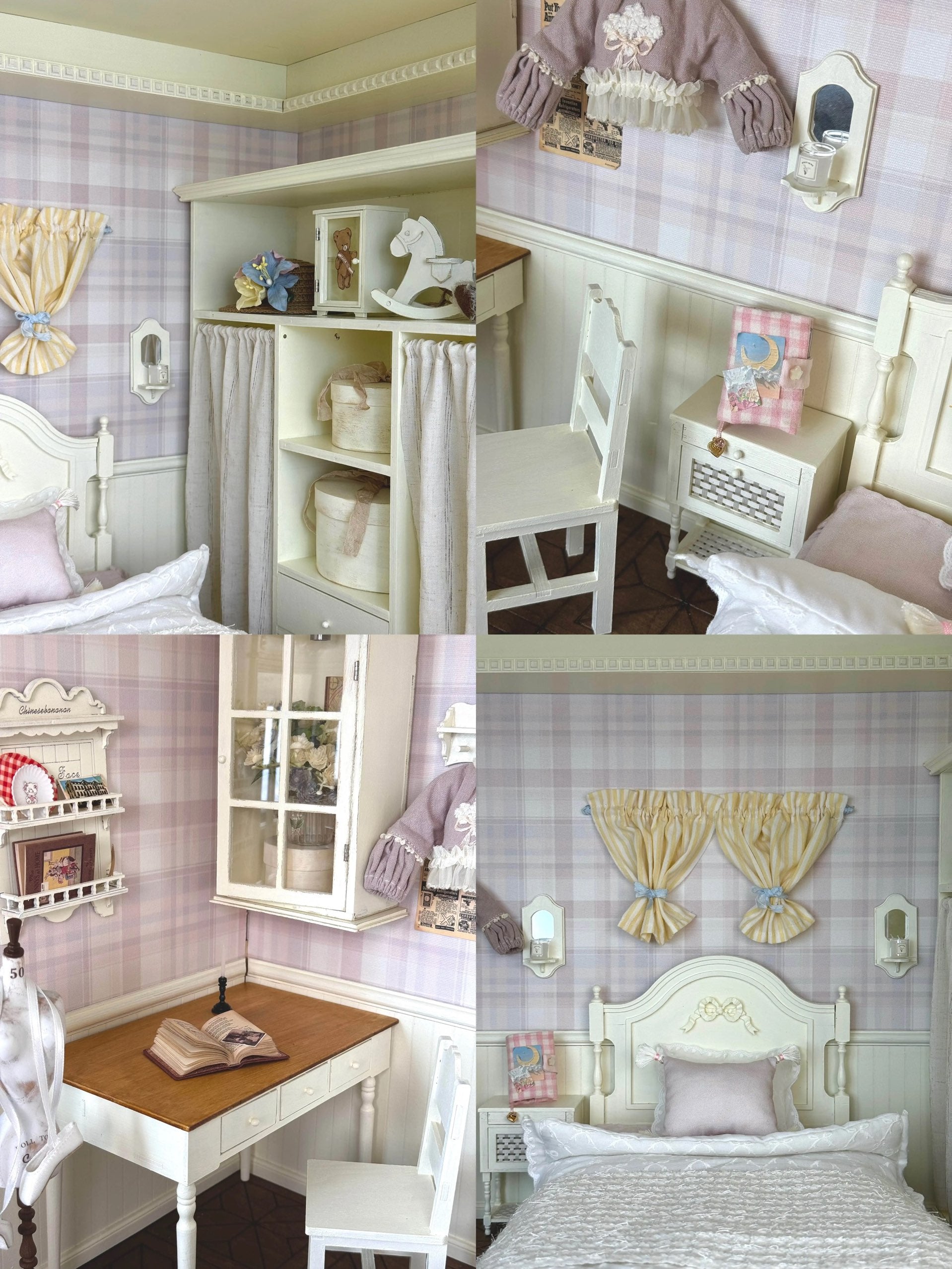 Miniature Dollhouse 1/4 1/6 1/12 French Princess Bedroom DIY