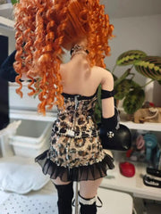 LiYi Studio 1/4 AP H body Leopard print dress with black trim BJD clothing仅代购