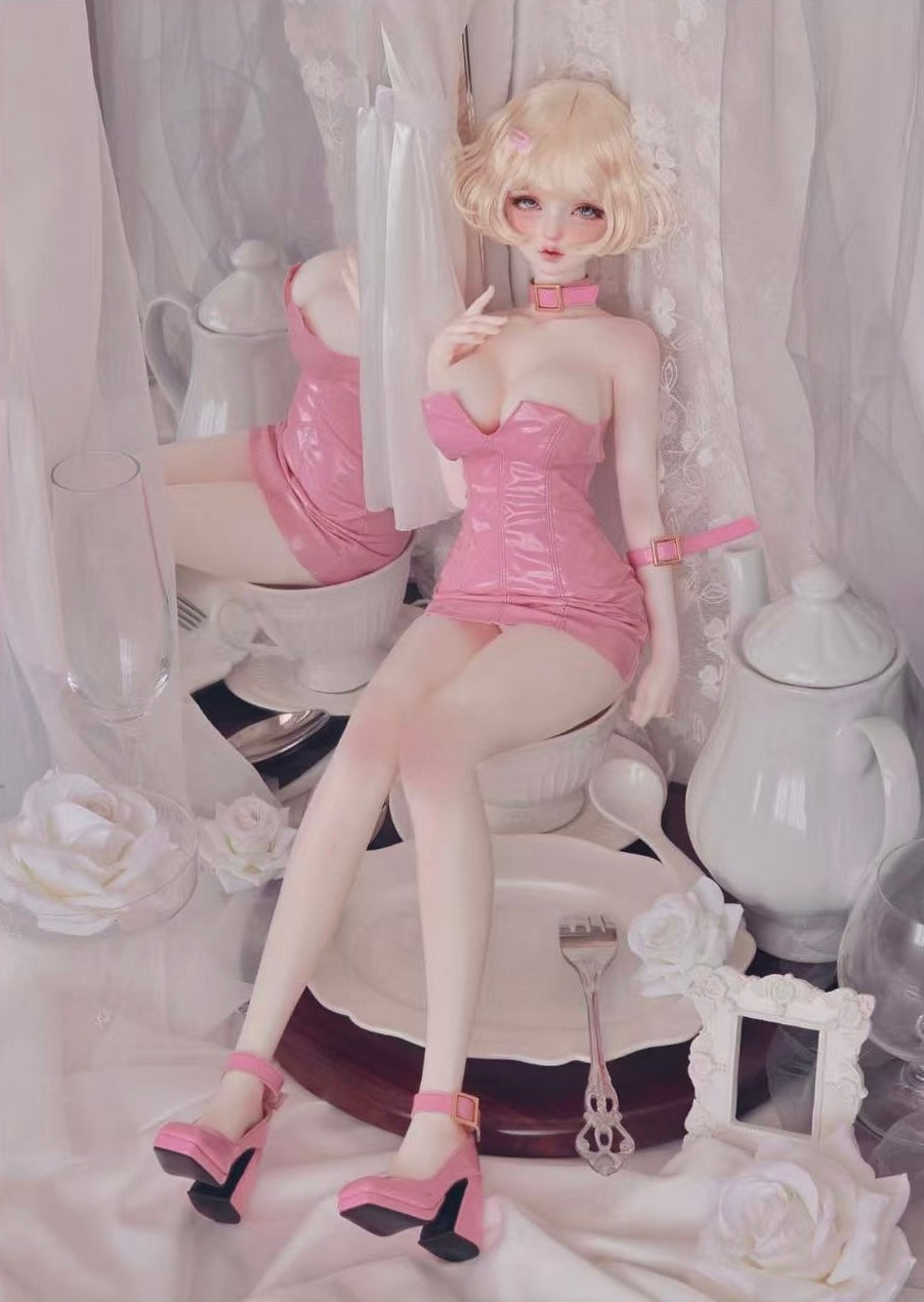 DongYu 1/3 1/4 1/6 Angora Mohair short blonde wig