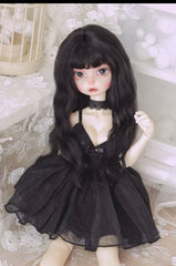 DongYu 1/3 1/4 1/6 Angora Mohair long wig black