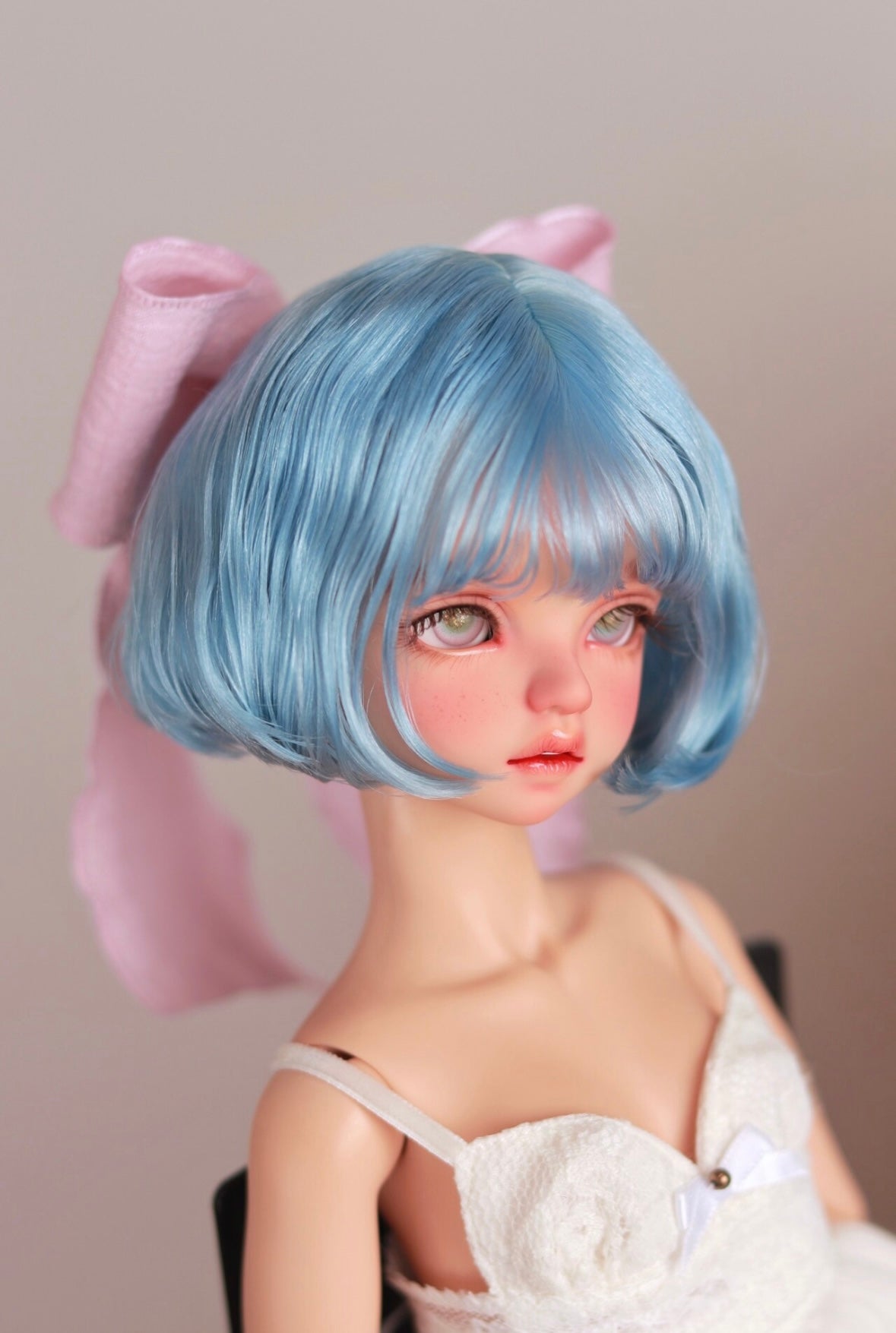 DongYu 1/3 1/4 1/6 Angora Mohair short wig blue