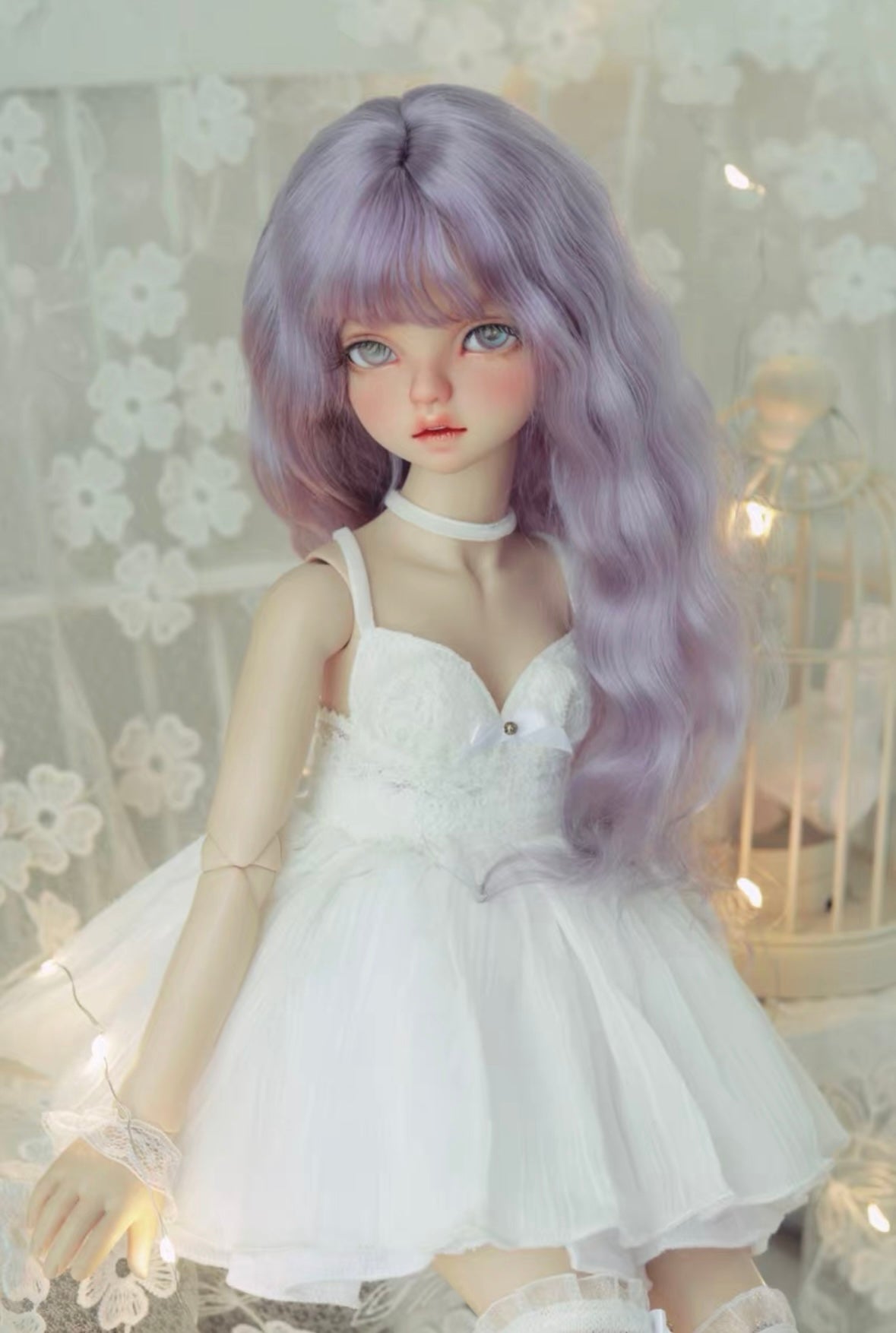 DongYu 1/3 1/4 1/6 Angora Mohair long wig purple