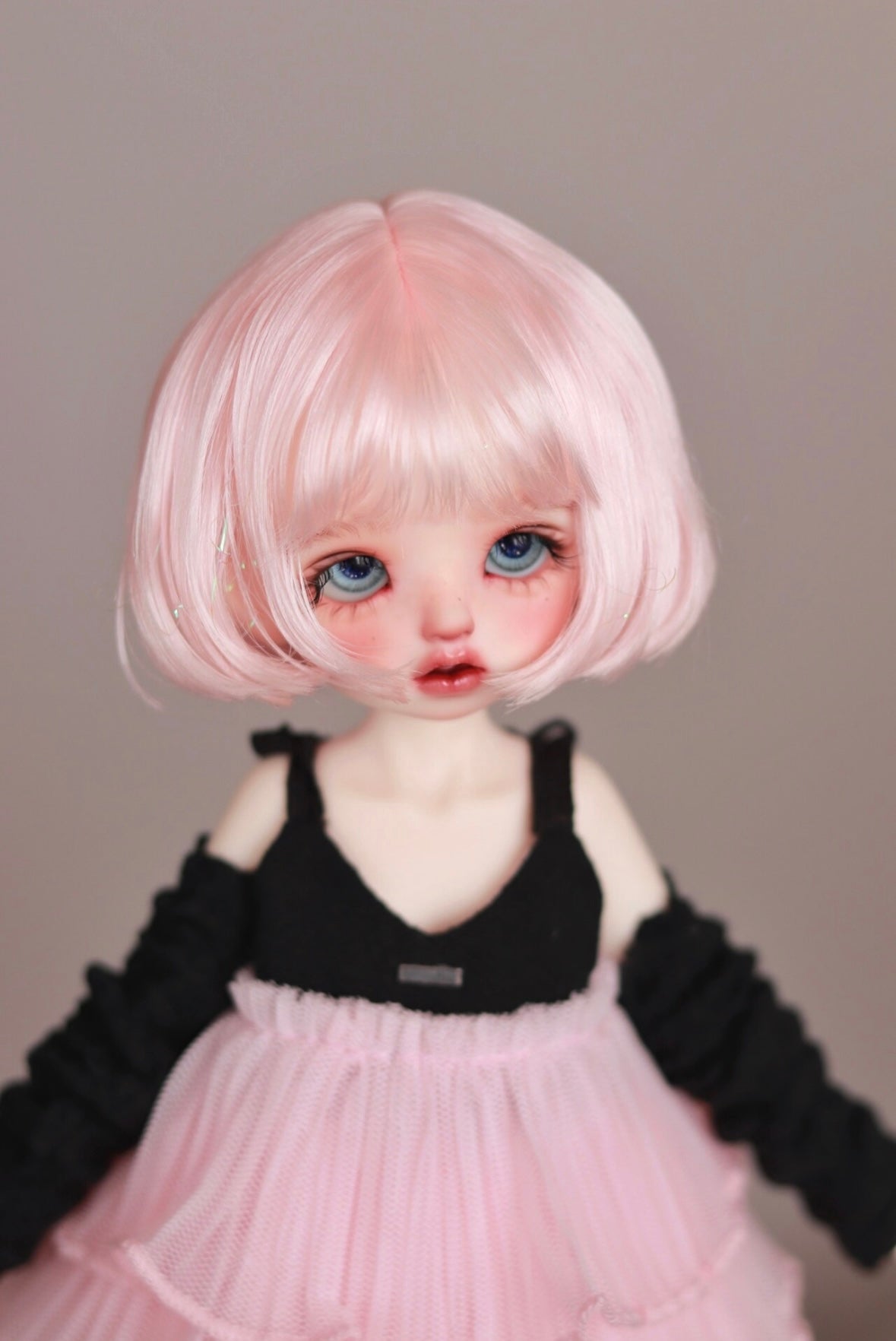 DongYu 1/3 1/4 1/6 Angora Mohair short wig pink