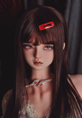 DongYu 1/3 1/4 1/6 Angora Mohair long wig dark brown color