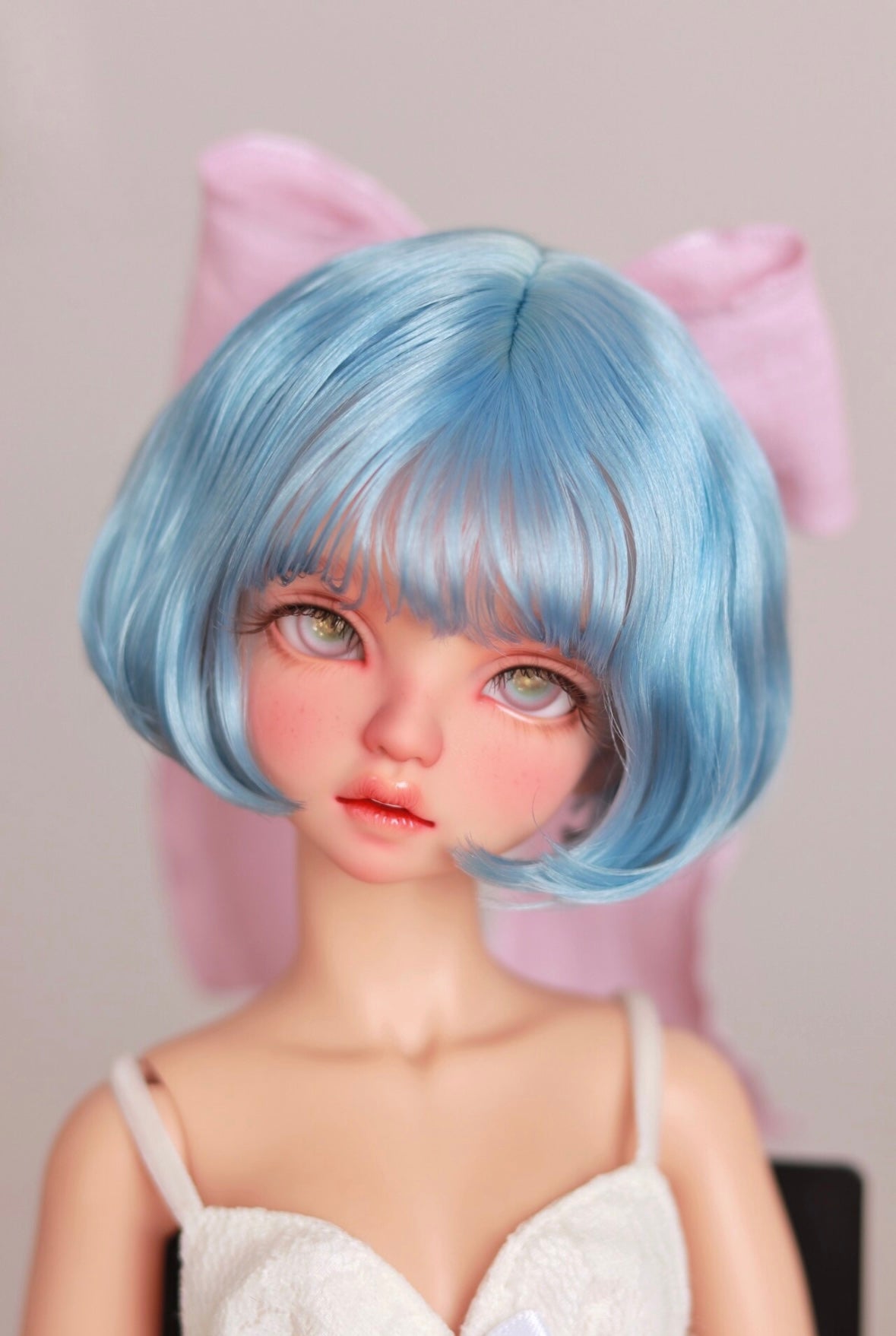 DongYu 1/3 1/4 1/6 Angora Mohair short wig blue