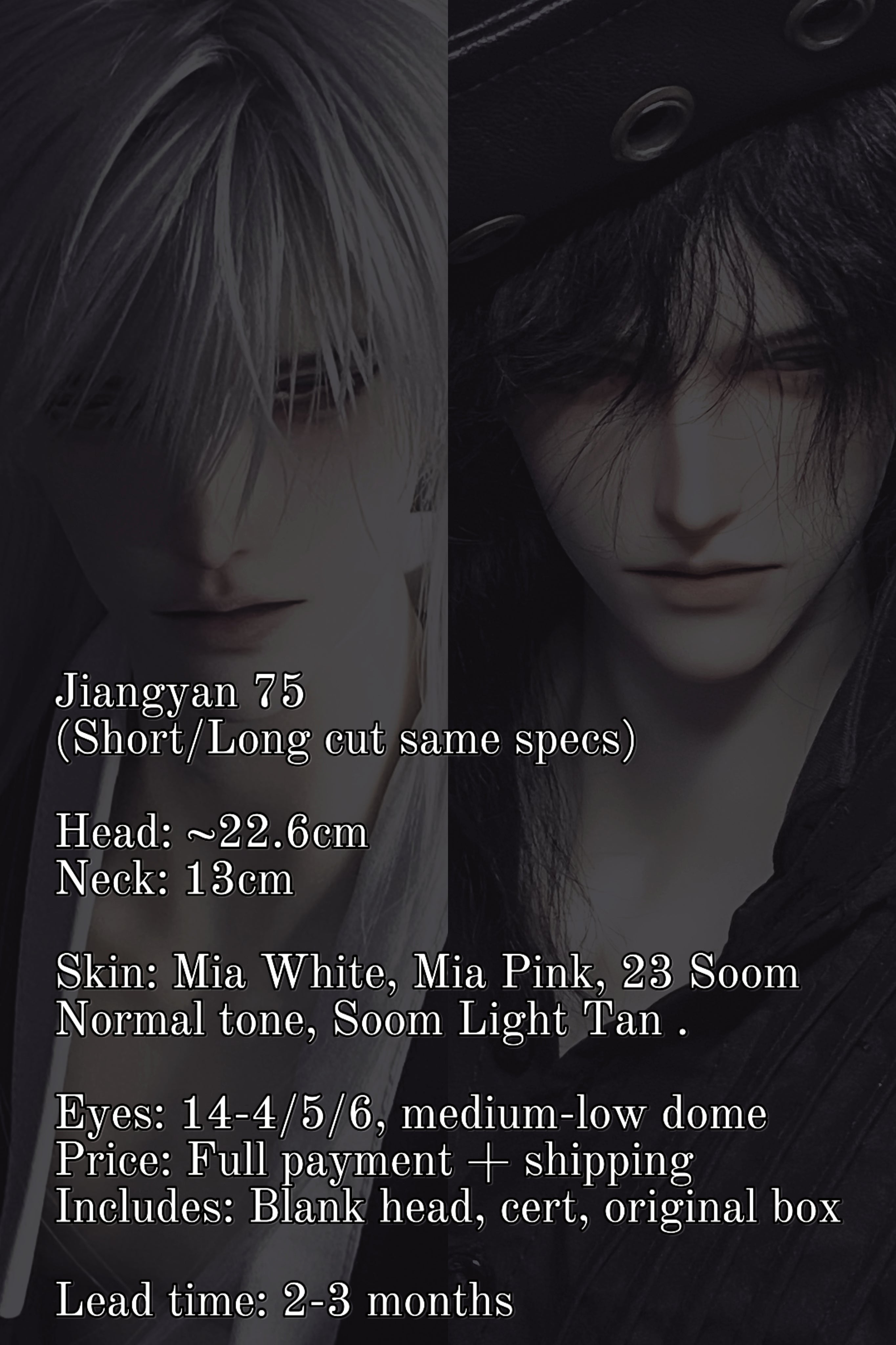 JDUO 75cm bjd head JiangYan