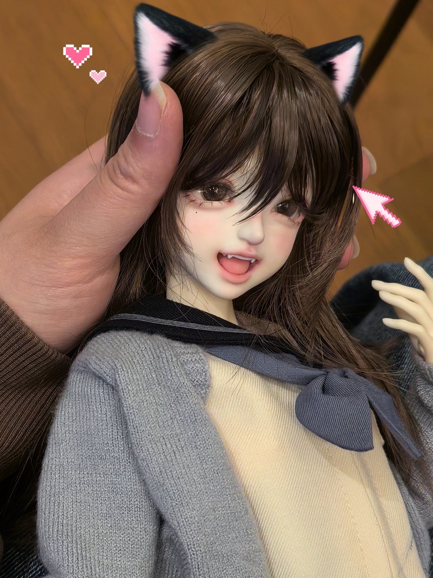 Lalunadoll 1/4 BJD head Kitty Bean & Rice cake body