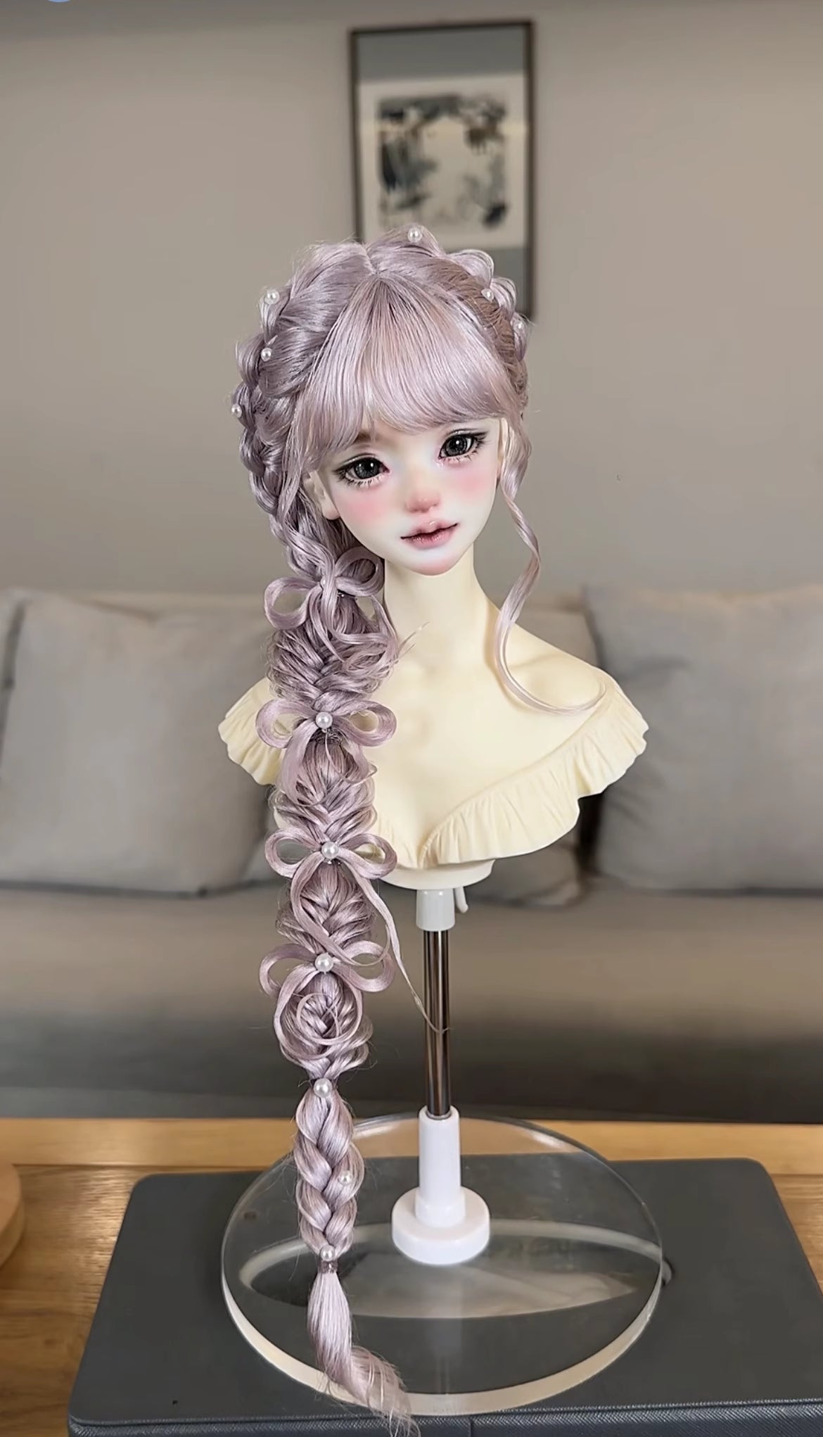 Awen 1/3 1/4 1/6 gentle side braid BJD wigs Russia Mohair代购